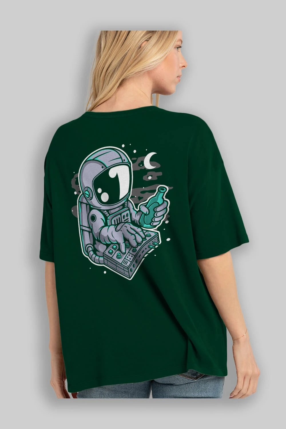 Astronaut Synth Arka Baskılı Oversize t-shirt Erkek Kadın Unisex