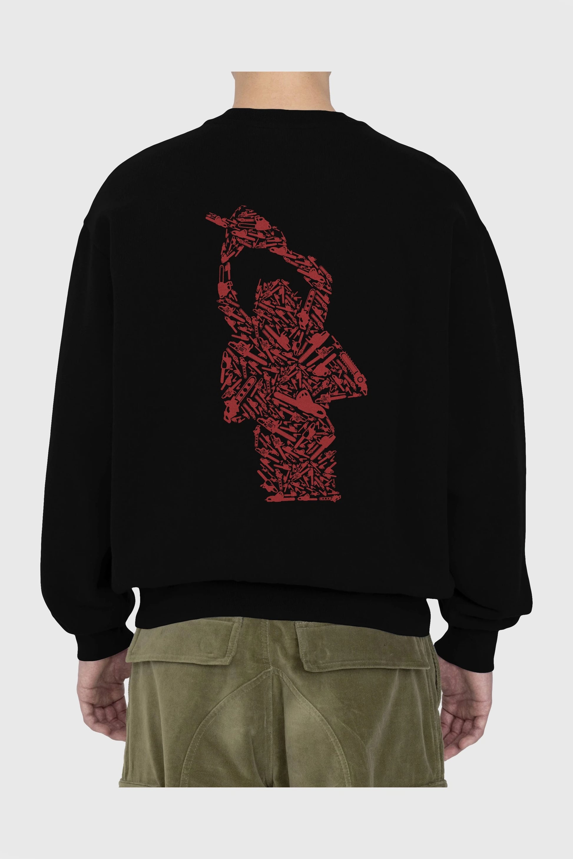 Chainsaw Arka Baskılı Oversize Sweatshirt Erkek Kadın Unisex
