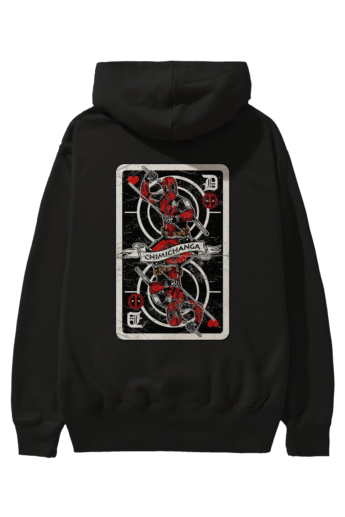 Deadpool Card Arka Baskılı Hoodie Oversize Kapüşonlu Sweatshirt Erkek Kadın Unisex