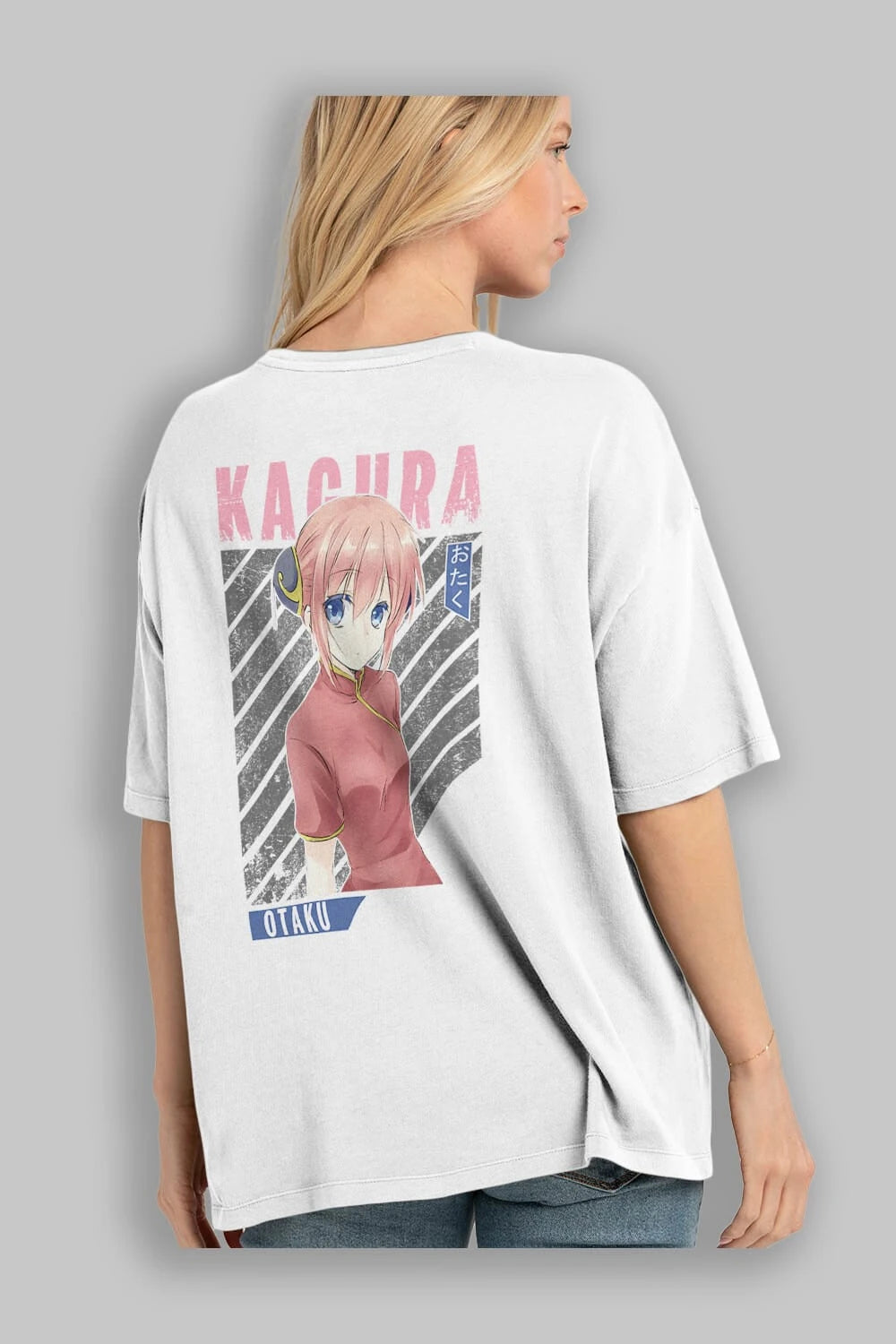 Kagura GINTAMA Anime Arka Baskılı Oversize t-shirt Erkek Kadın Unisex