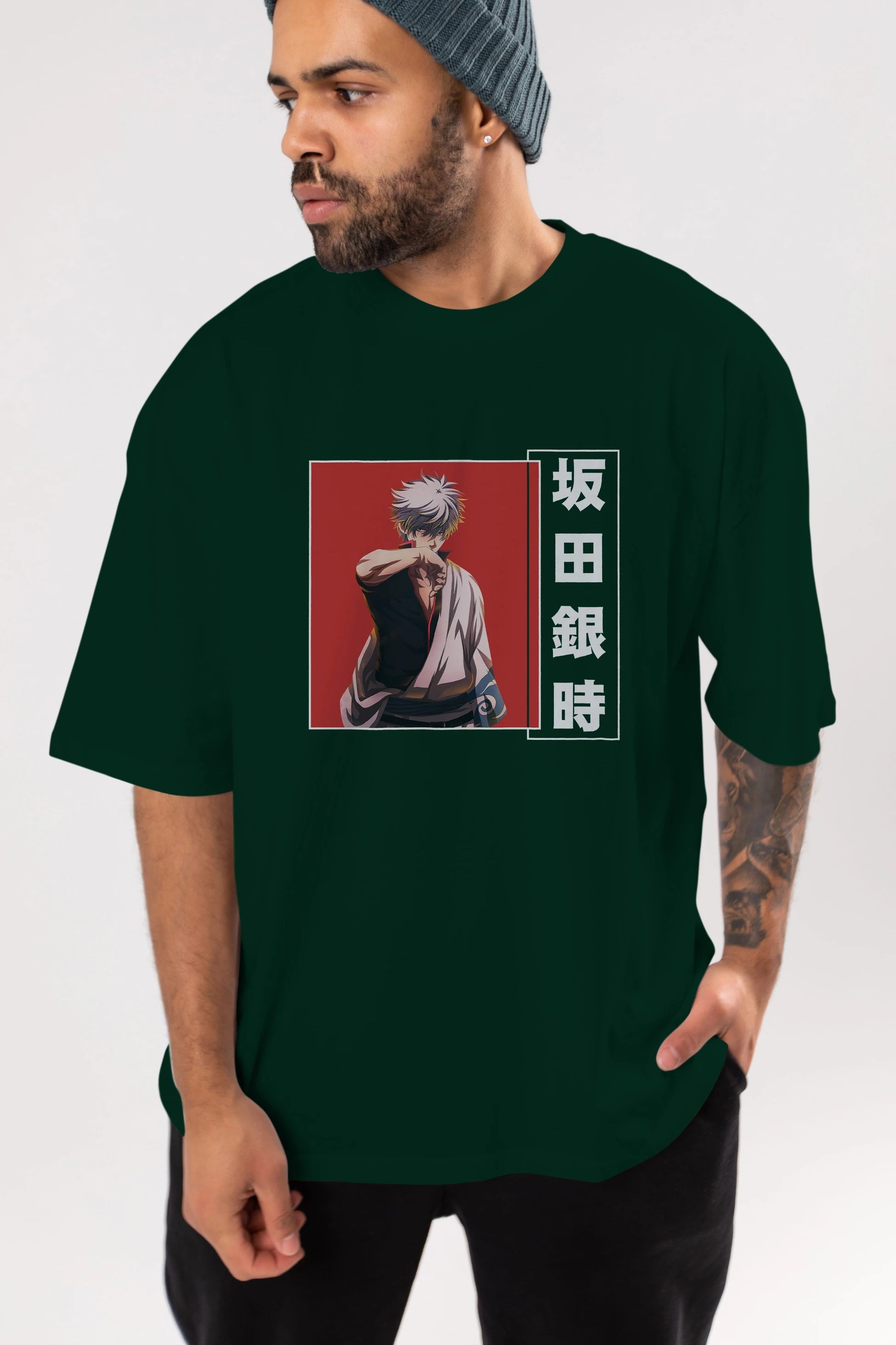 Gintoki Sakata GINTAMA 1 Anime Ön Baskılı Oversize t-shirt %100 pamuk Erkek Kadın Unisex