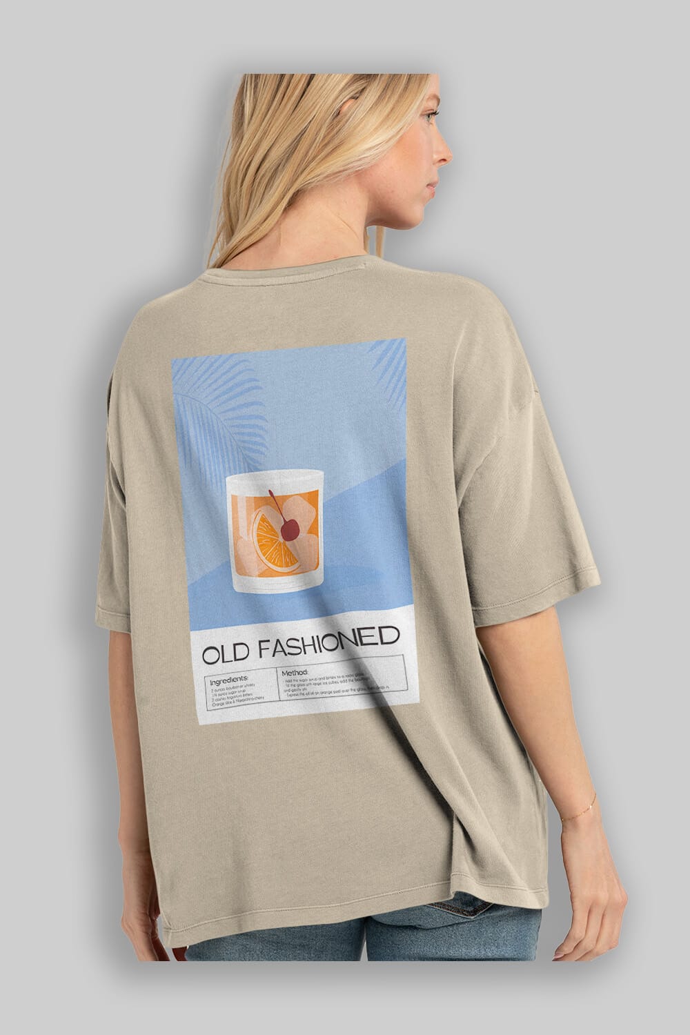 Old Fashioned 3 Arka Baskılı Oversize t-shirt Erkek Kadın Unisex %100 Pamuk Bisiklet Yaka tişort