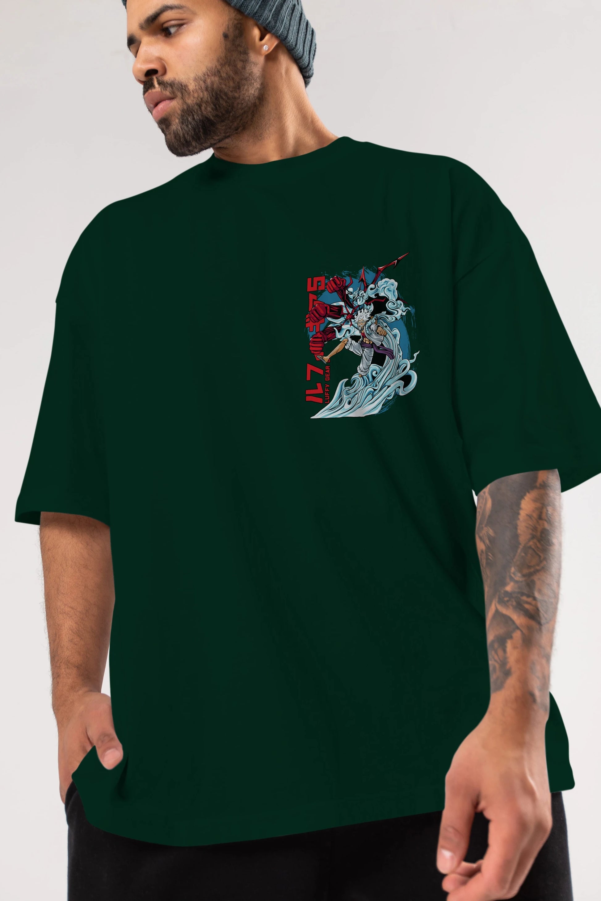 MONKEY D. LUFFY GEAR5 2 Ön Sol Baskılı Oversize t-shirt Erkek Kadın Unisex %100 Pamuk Bisiklet Yaka tişort