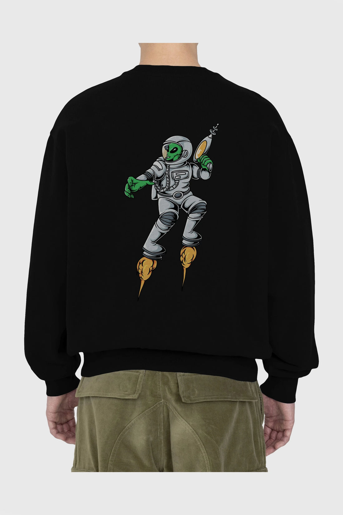 Alien Wars Arka Baskılı Oversize Sweatshirt Erkek Kadın Unisex