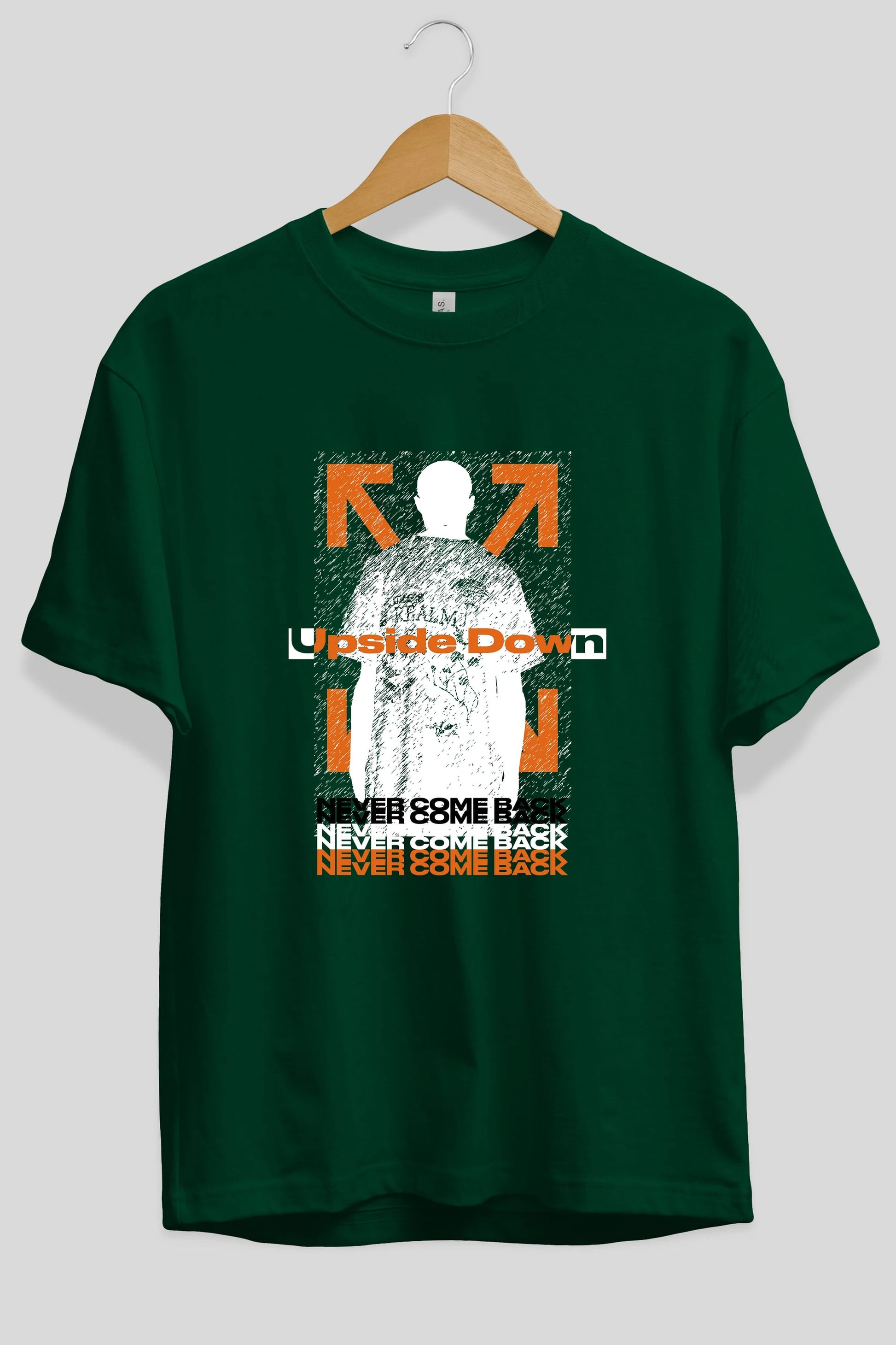 Upside Down Ön Baskılı Oversize t-shirt Erkek Kadın Unisex