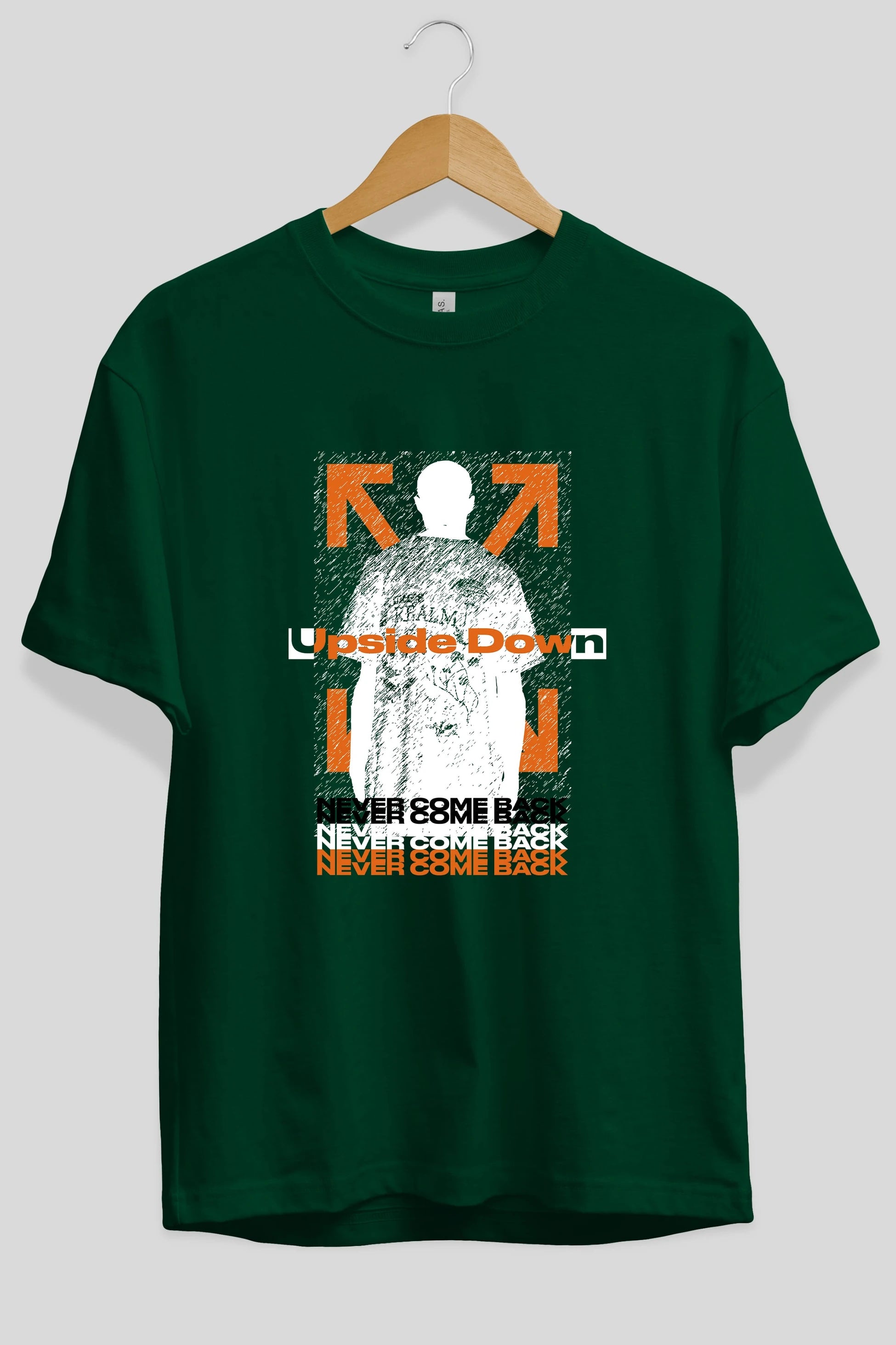 Upside Down Ön Baskılı Oversize t-shirt Erkek Kadın Unisex
