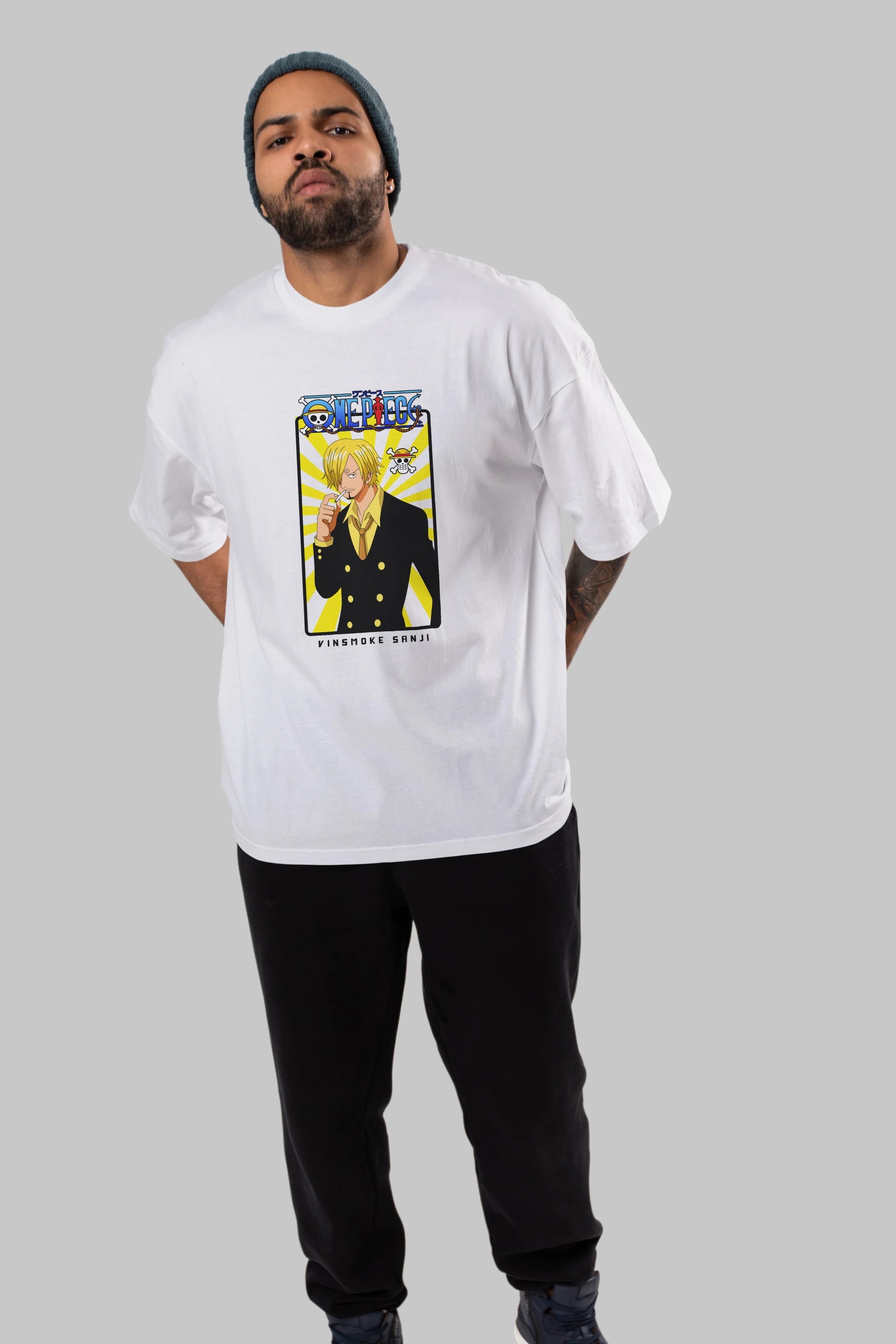 Sanji 4 Anime Ön Baskılı Oversize t-shirt Erkek Kadın Unisex