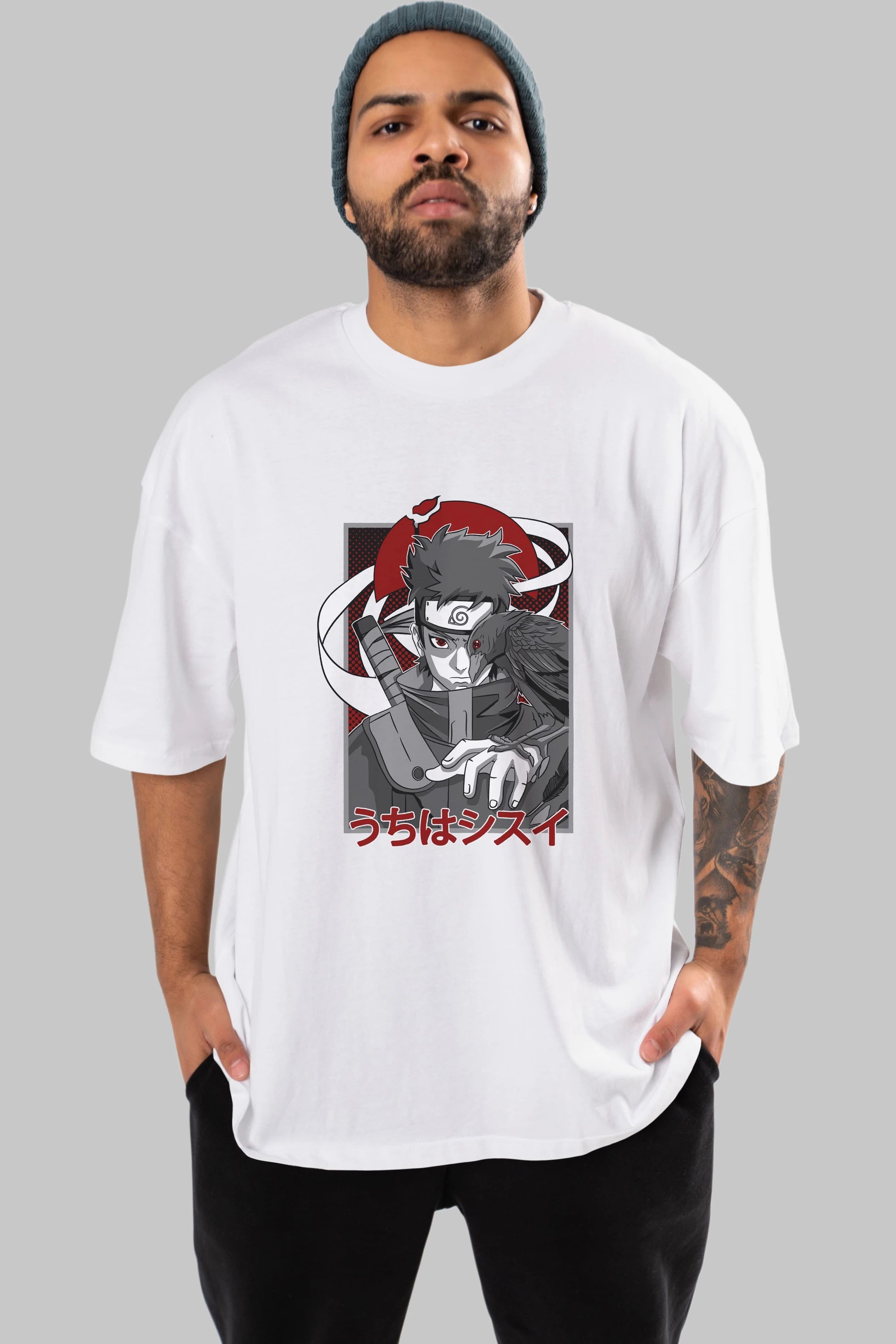 SHISUI UCHIHA NARUTO Anime Ön Baskılı Oversize t-shirt %100 pamuk Erkek Kadın Unisex
