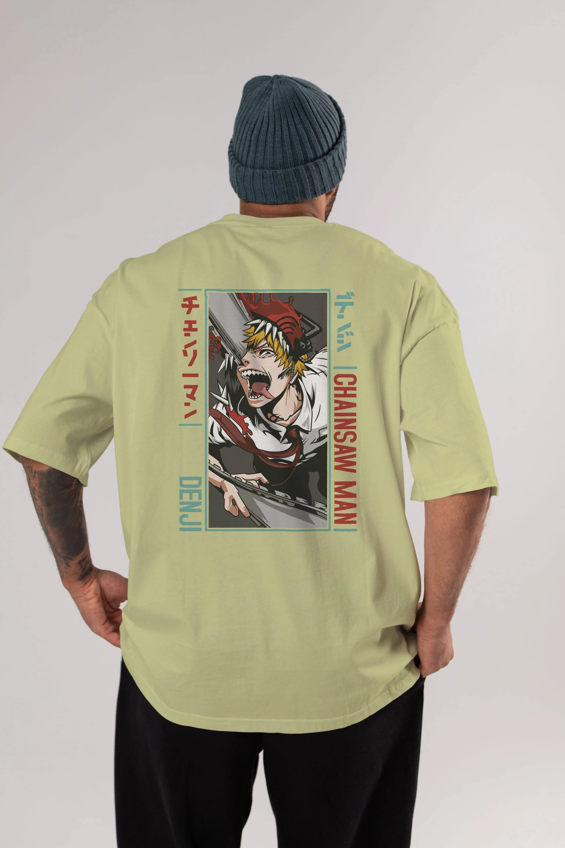 Denji Chainsaw Man Anime Arka Baskılı Oversize t-shirt Erkek Kadın Unisex