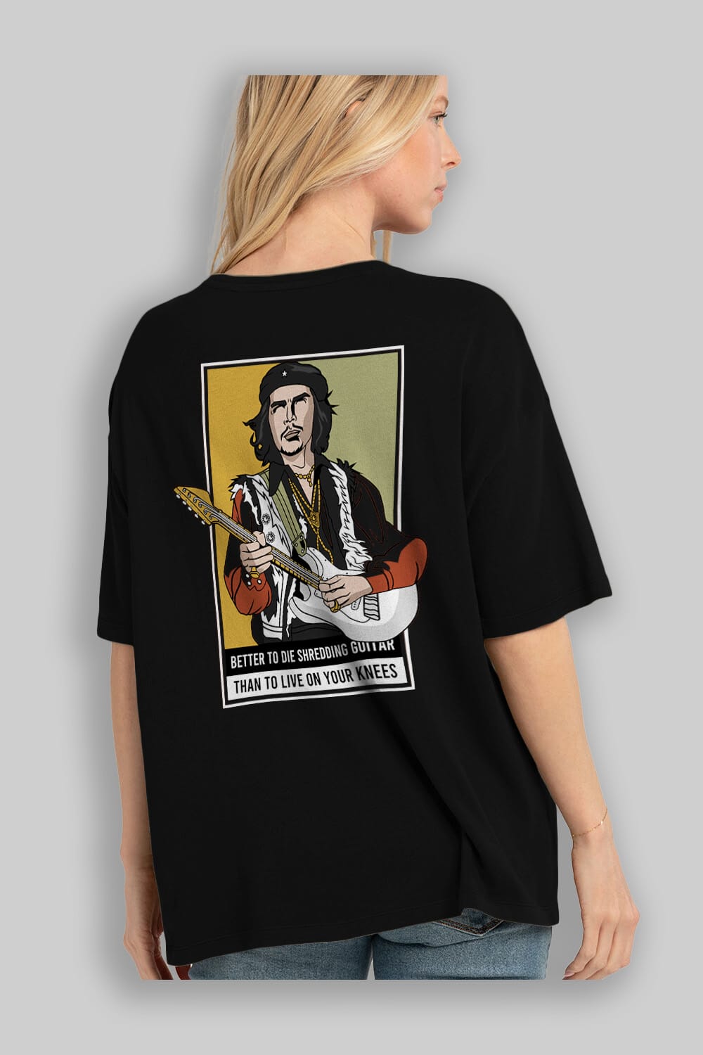 Che Guevara Hendrix Arka Baskılı Oversize t-shirt Erkek Kadın Unisex %100 Pamuk tişort
