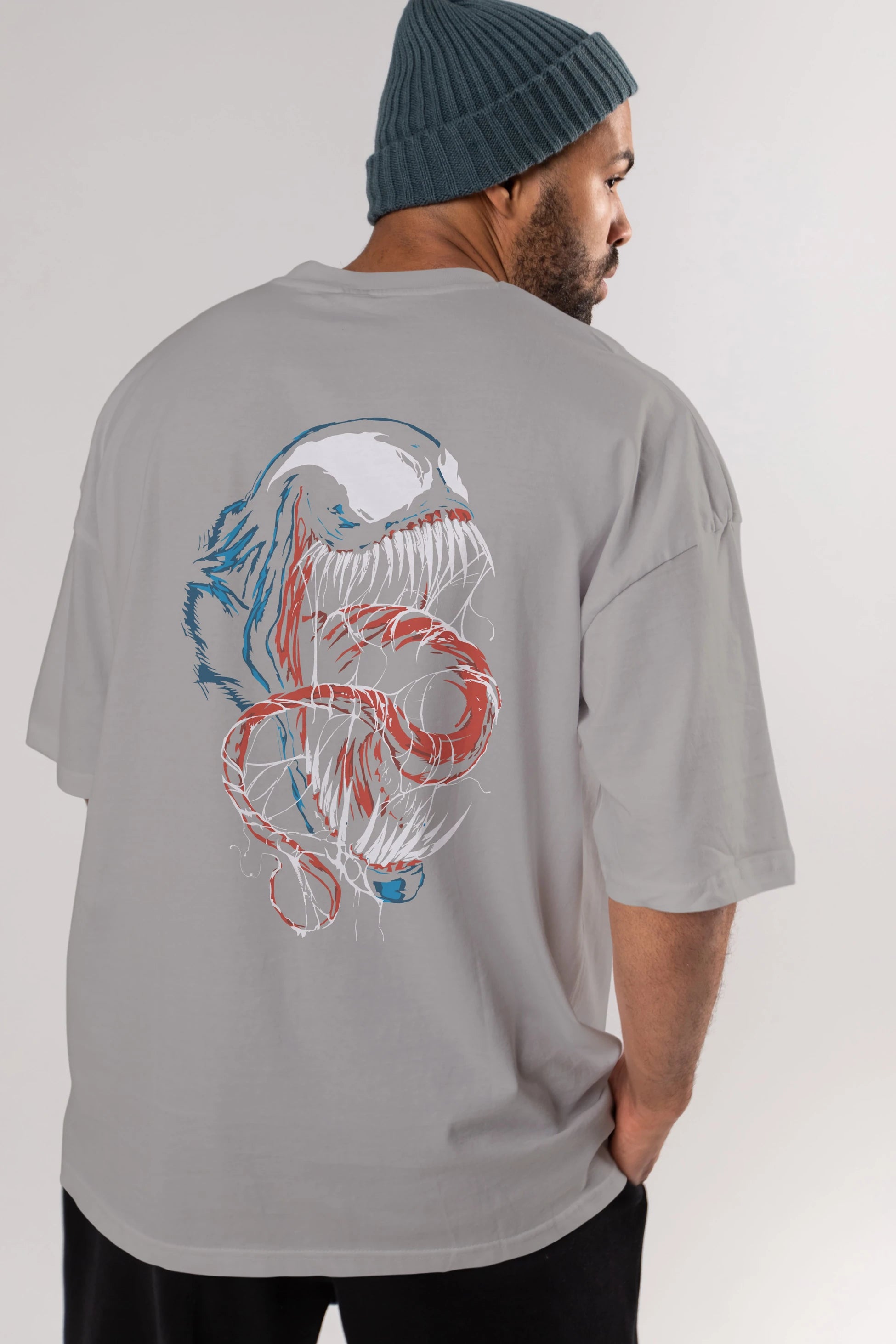 Venom (10) Arka Baskılı Oversize t-shirt Erkek Kadın Unisex %100 Pamuk Bisiklet Yaka tişort