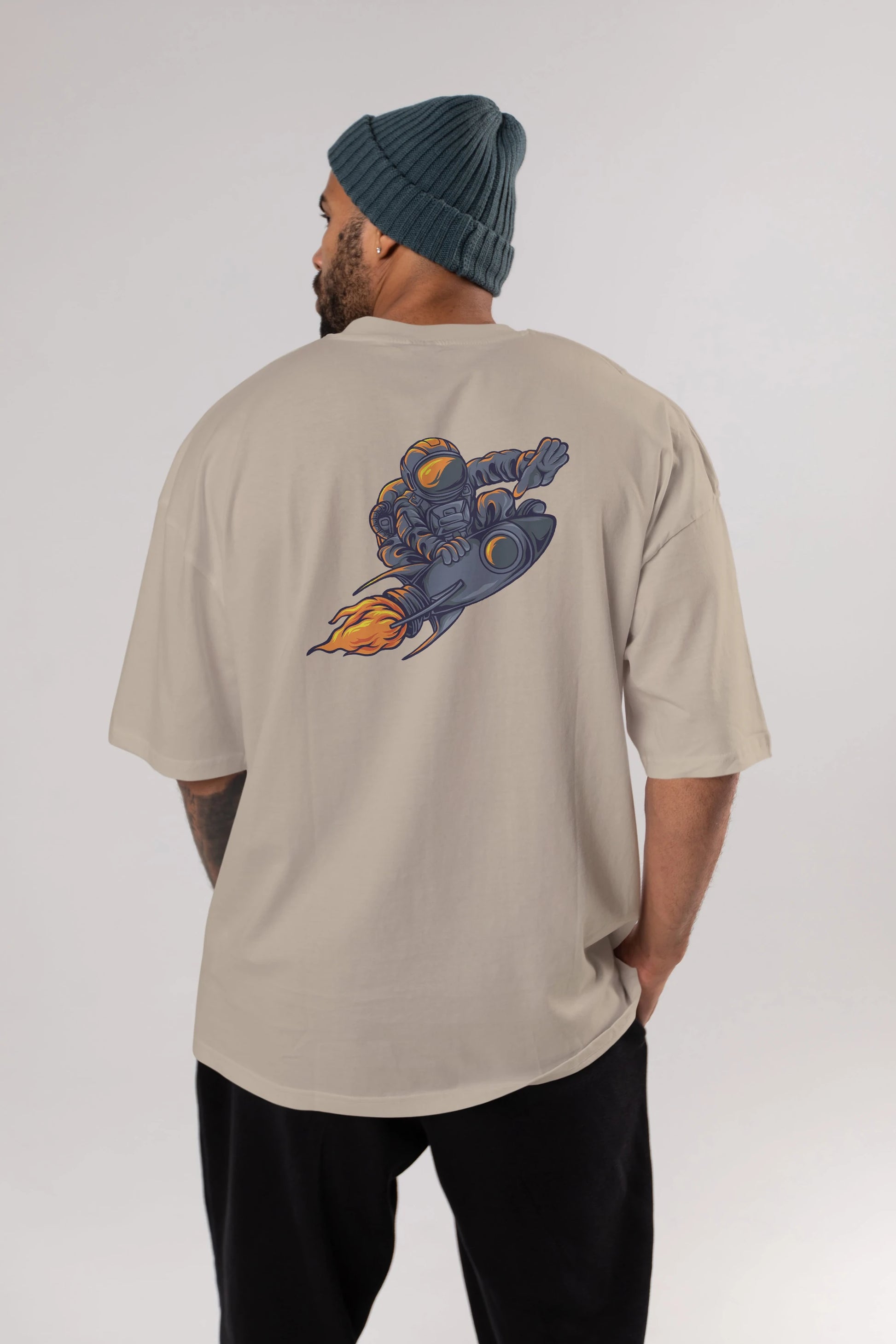 Astrocket Illustration Tshirt Arka Baskılı Oversize t-shirt Erkek Kadın Unisex