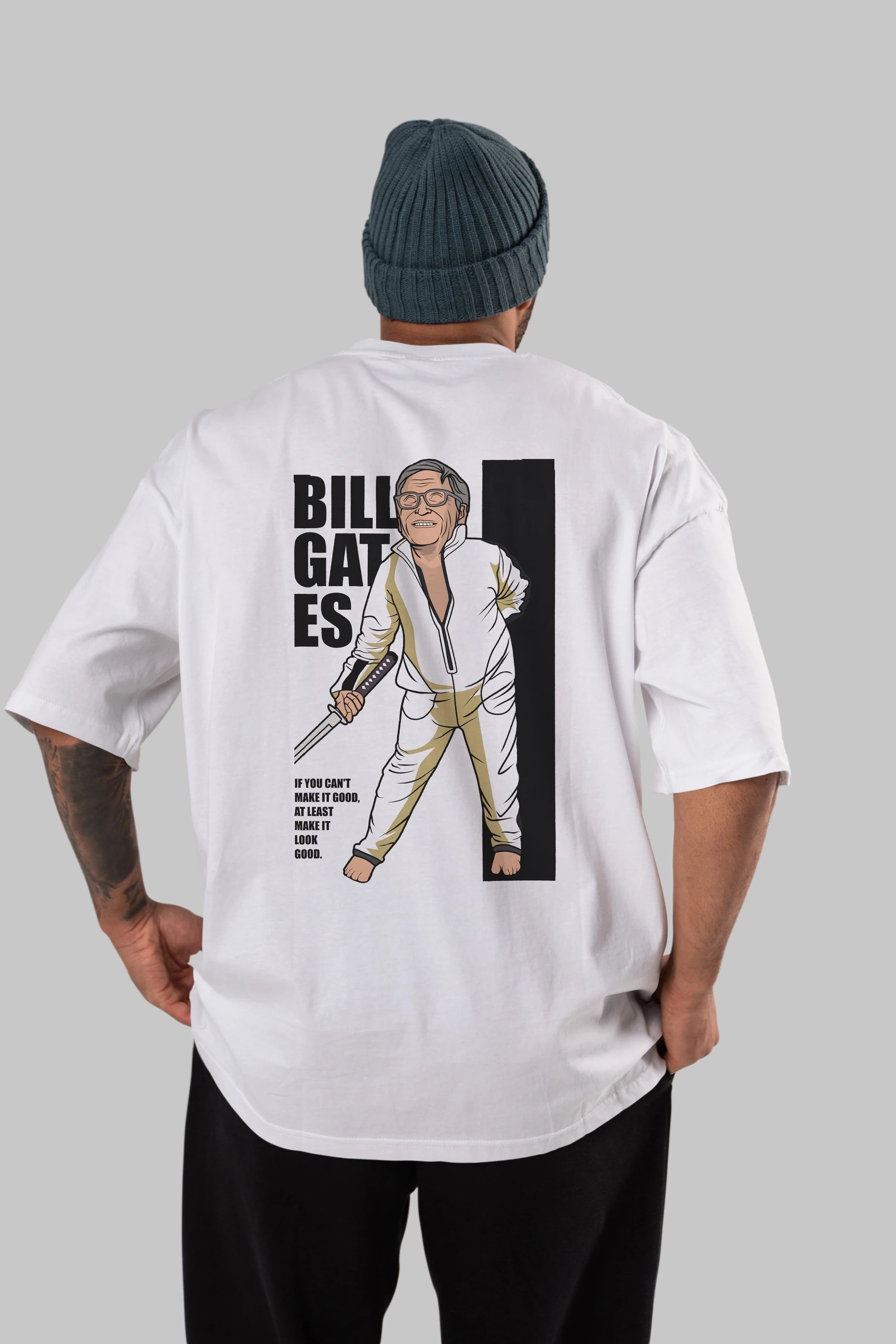 Bill Gates Arka Baskılı Oversize t-shirt Erkek Kadın Unisex %100 Pamuk tişort