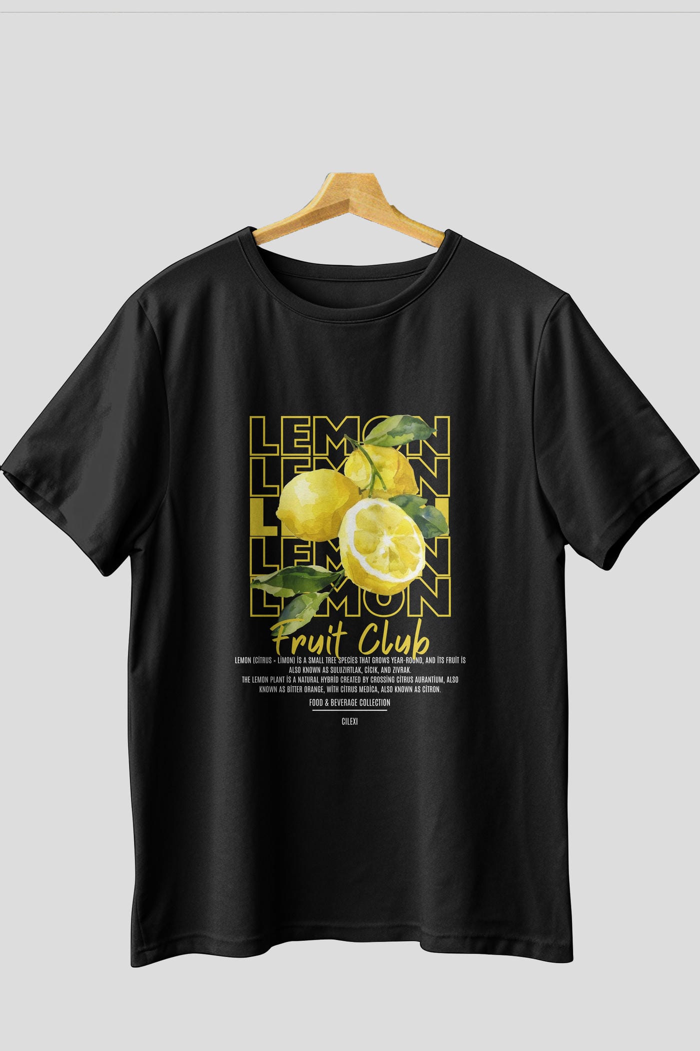 Lemon Ön Baskılı Oversize t-shirt Erkek Kadın Pamuk Bisiklet Yaka tişort