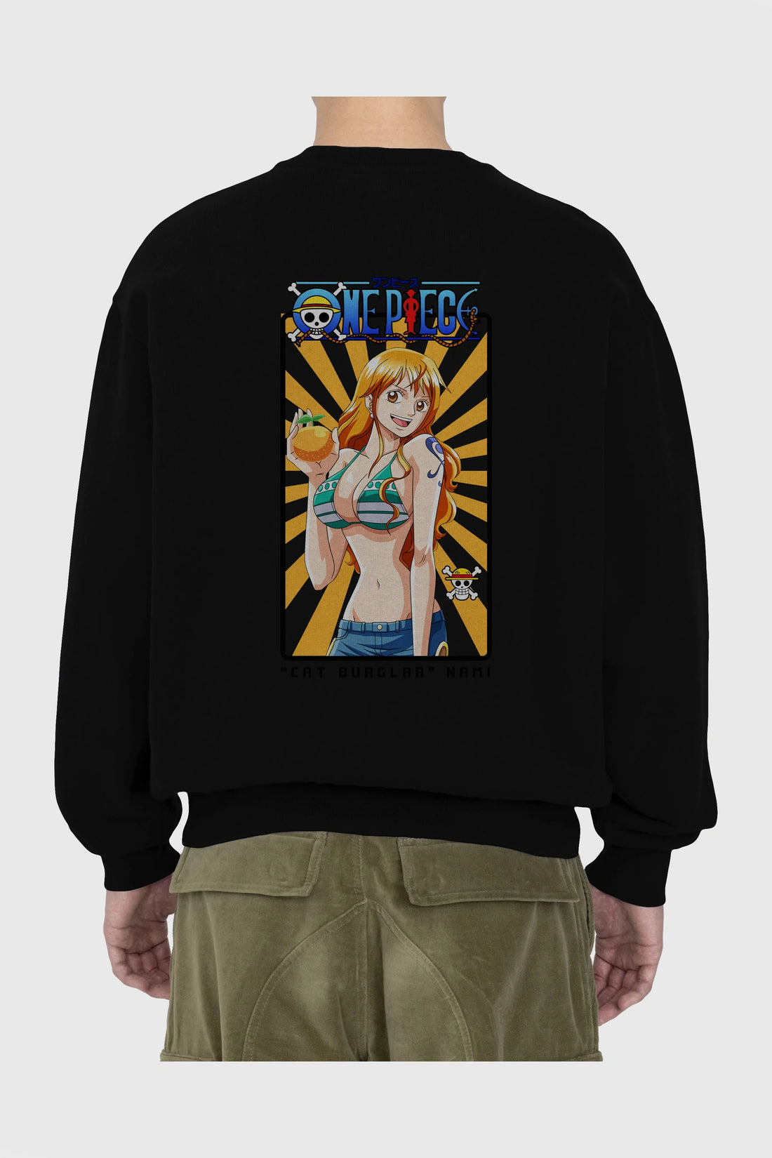Nami Arka Baskılı Anime Oversize Sweatshirt Erkek Kadın Unisex