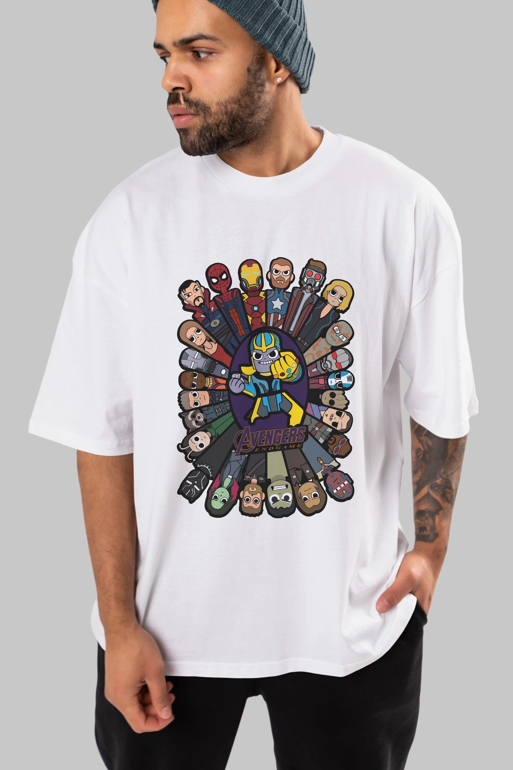 The Avengers (2) Ön Baskılı Oversize t-shirt Erkek Kadın Unisex %100 Pamuk Bisiklet Yaka tişort