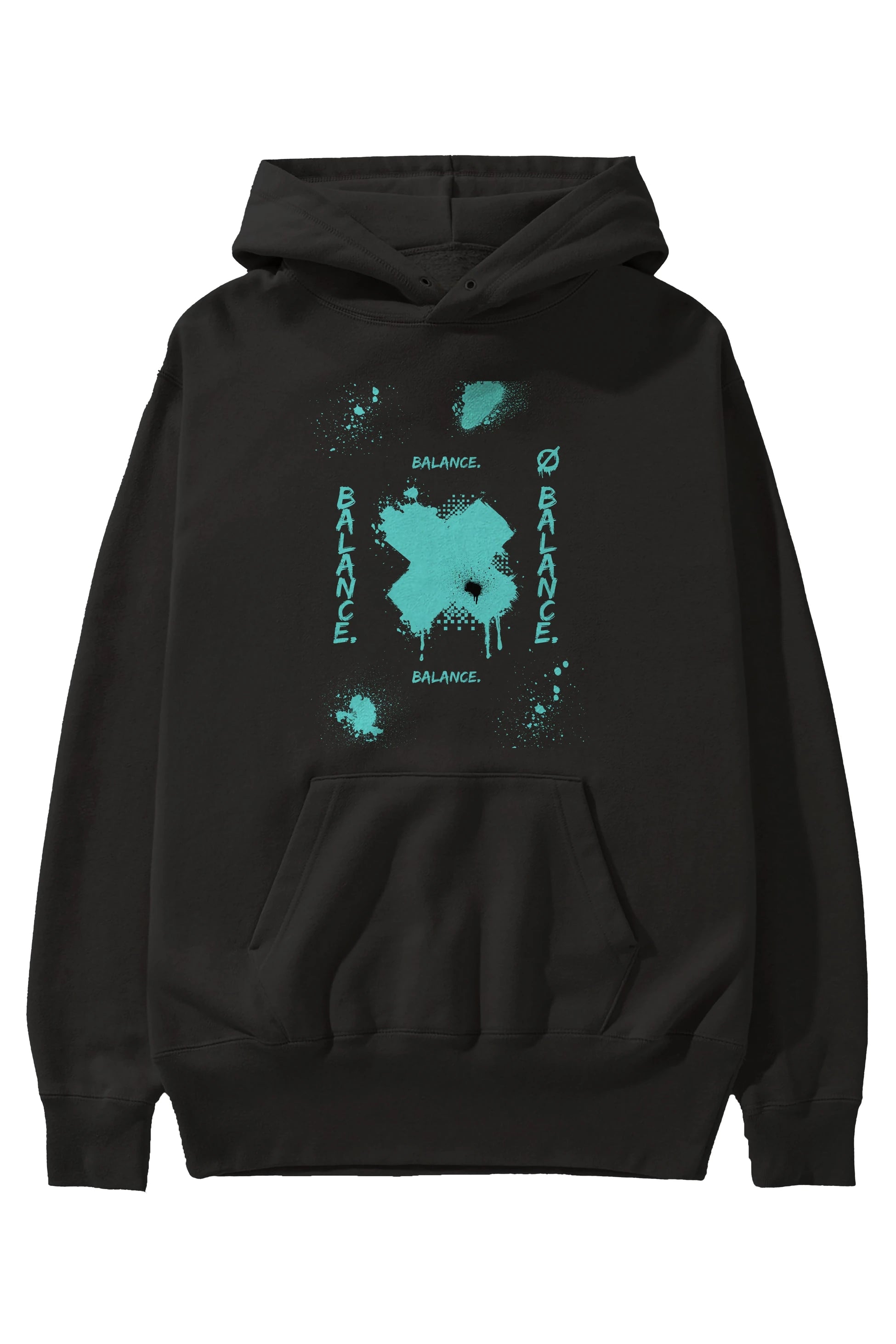 Balance Balance Yazılı Ön Baskılı Oversize Hoodie Kapüşonlu Sweatshirt Erkek Kadın Unisex