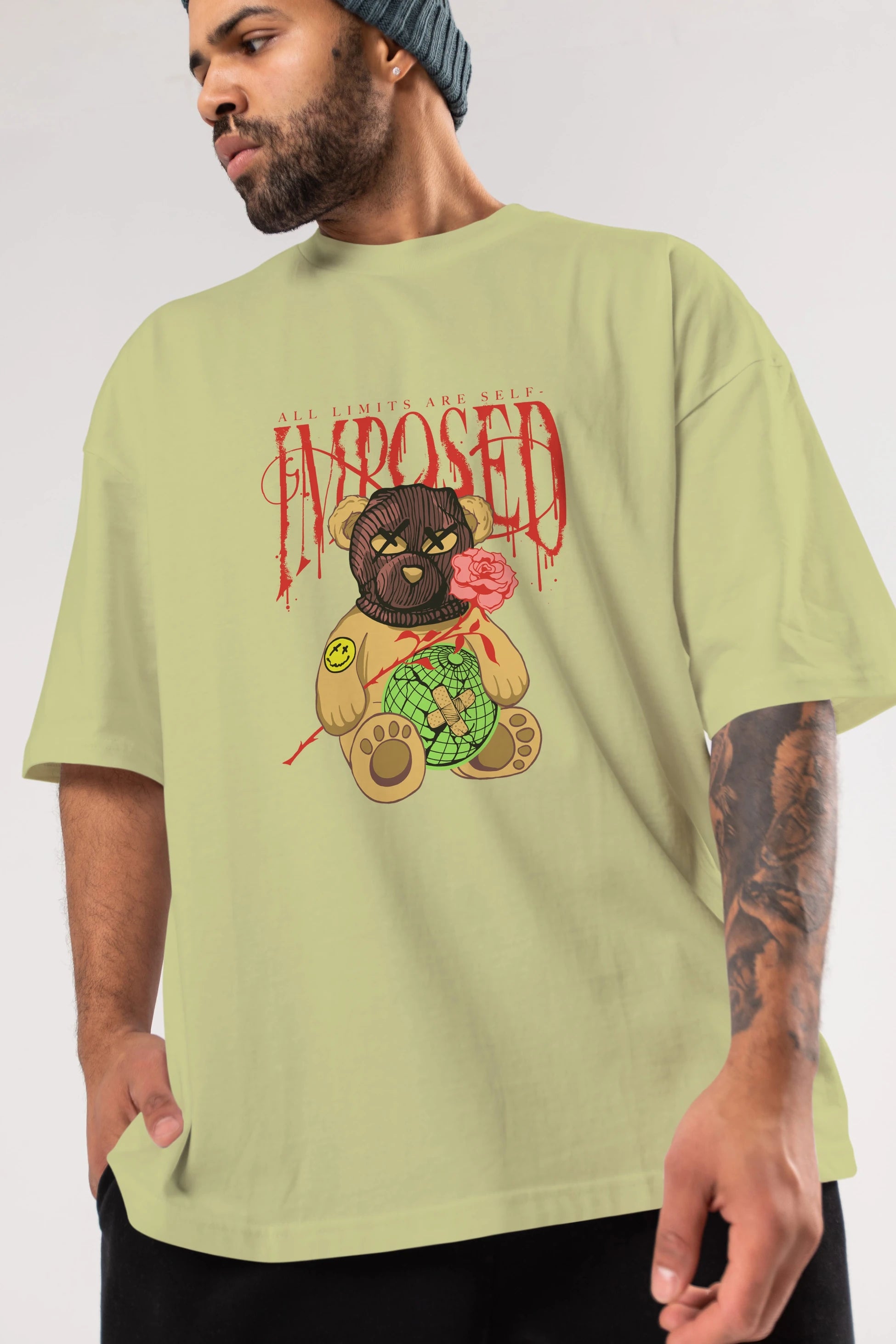 All Limits Bear Ön Baskılı Oversize t-shirt Erkek Kadın Unisex