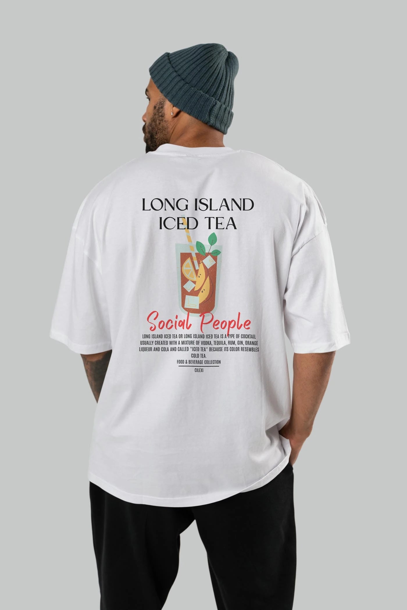 Long Island ıced tea Kokteyl Serisi Baskılı Oversize t-shirt Erkek Kadın Unisex %100 Pamuk Bisiklet Yaka tişort