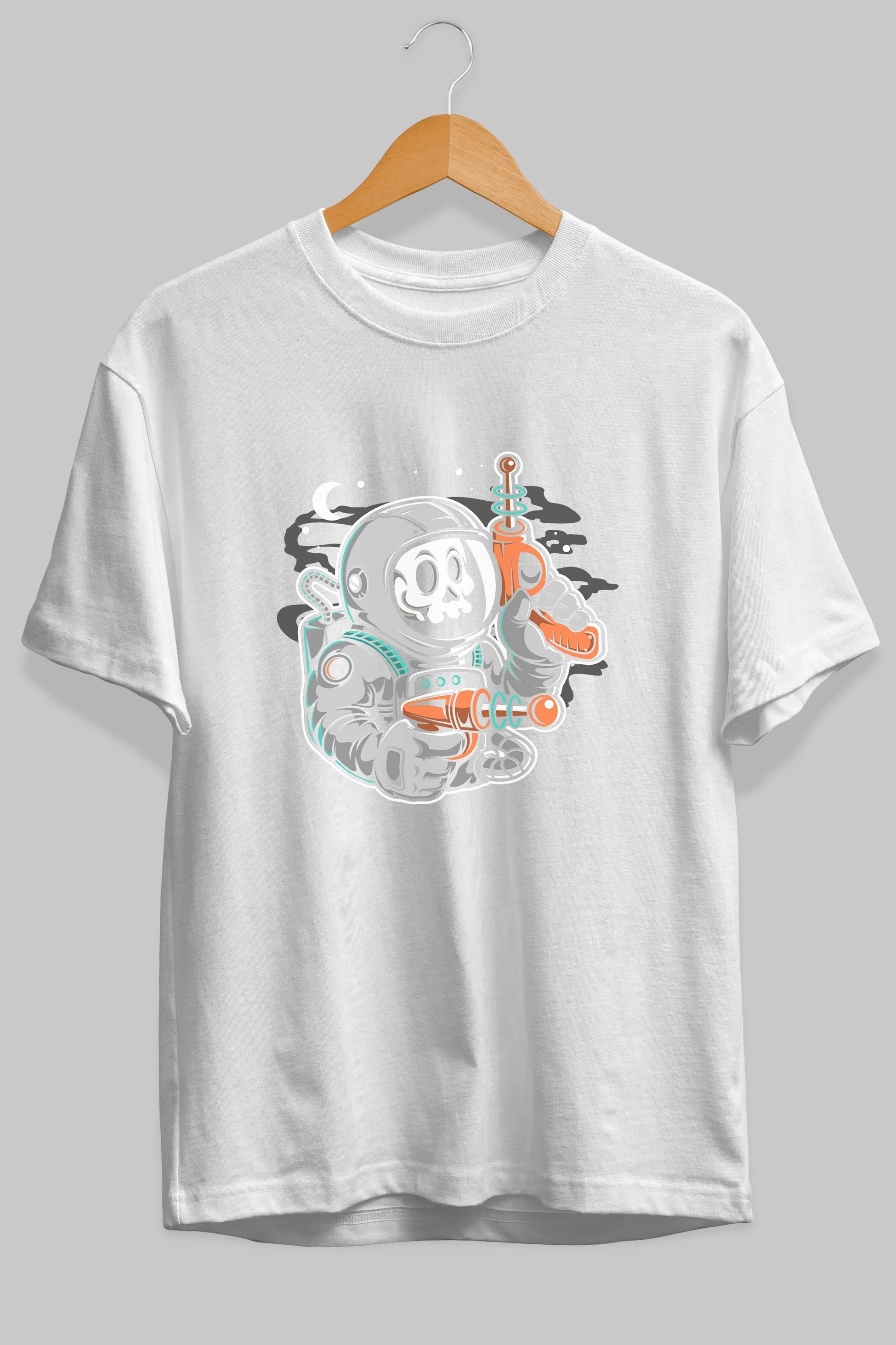 Astronaut Ray Gun Ön Baskılı Oversize t-shirt Erkek Kadın Unisex