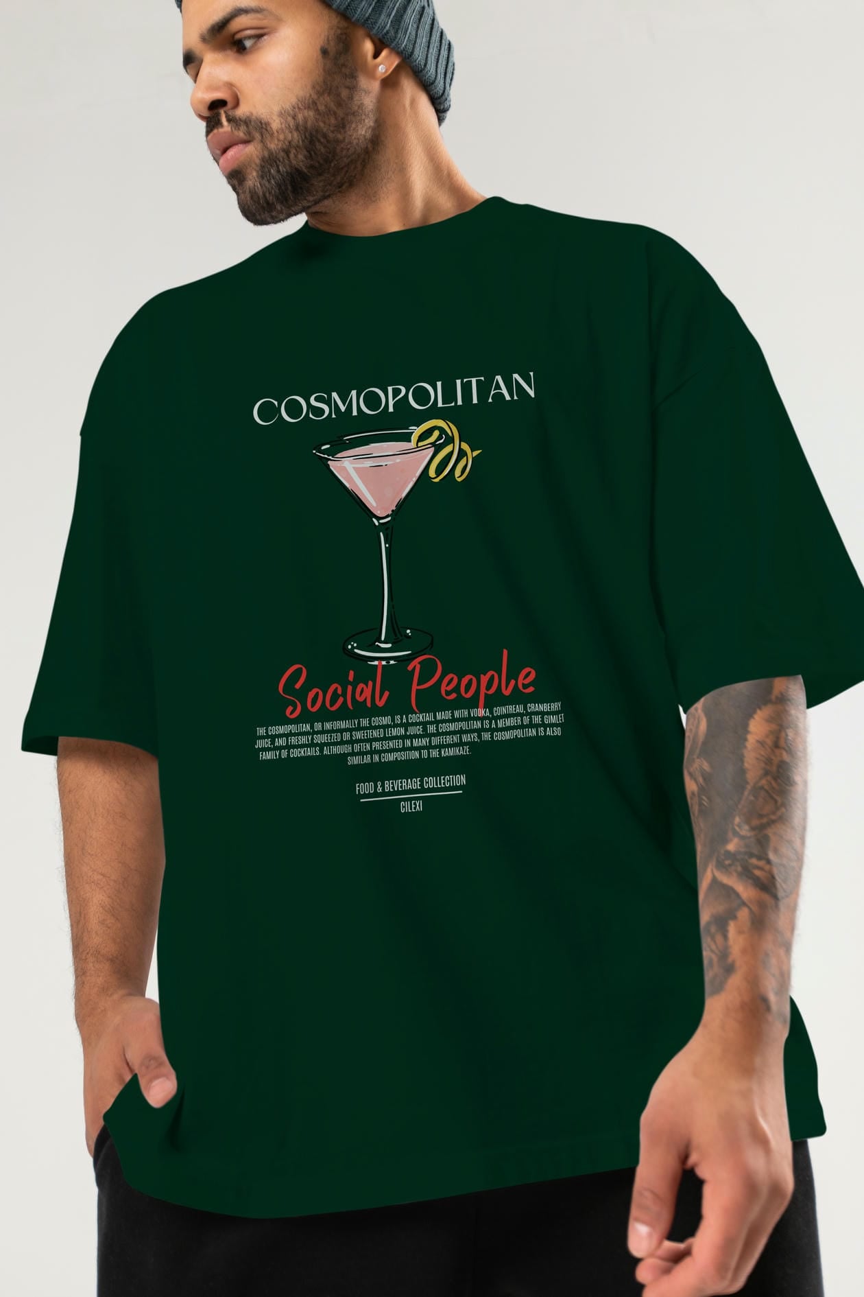 Cosmopolıtan Kokteyl Serisi ön Baskılı Oversize t-shirt Erkek Kadın %100 Pamuk Bisiklet Yaka tişort