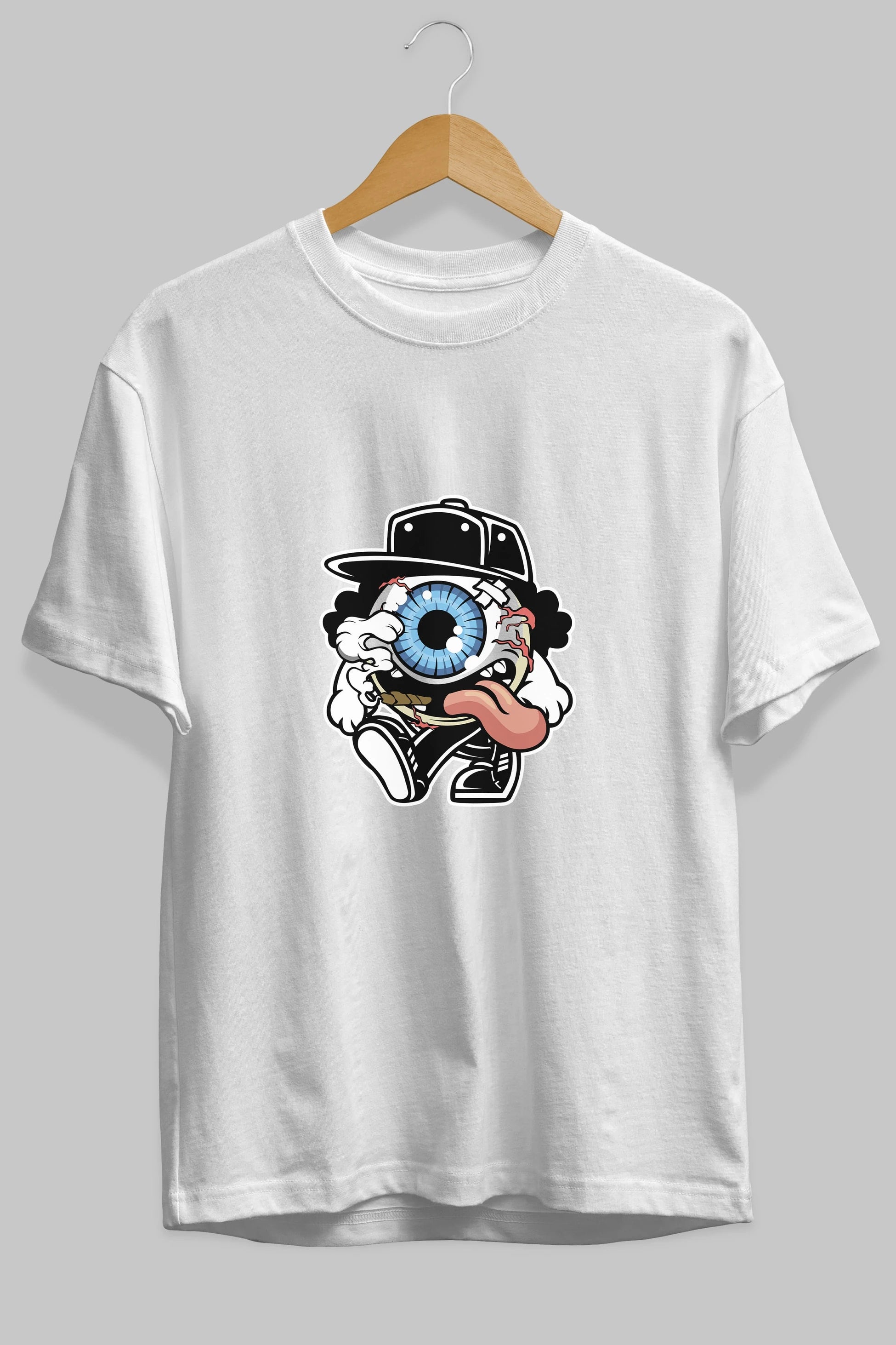 Eyeball Ön Baskılı Oversize t-shirt Erkek Kadın Unisex %100 Pamuk tişort