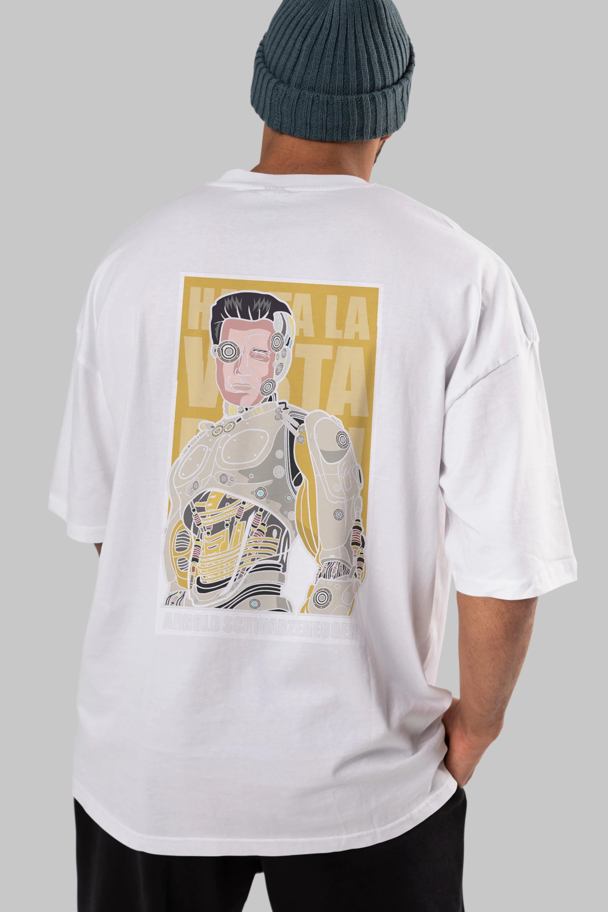 Arnold Robot Human Arka Baskılı Oversize t-shirt Erkek Kadın Unisex %100 Pamuk tişort