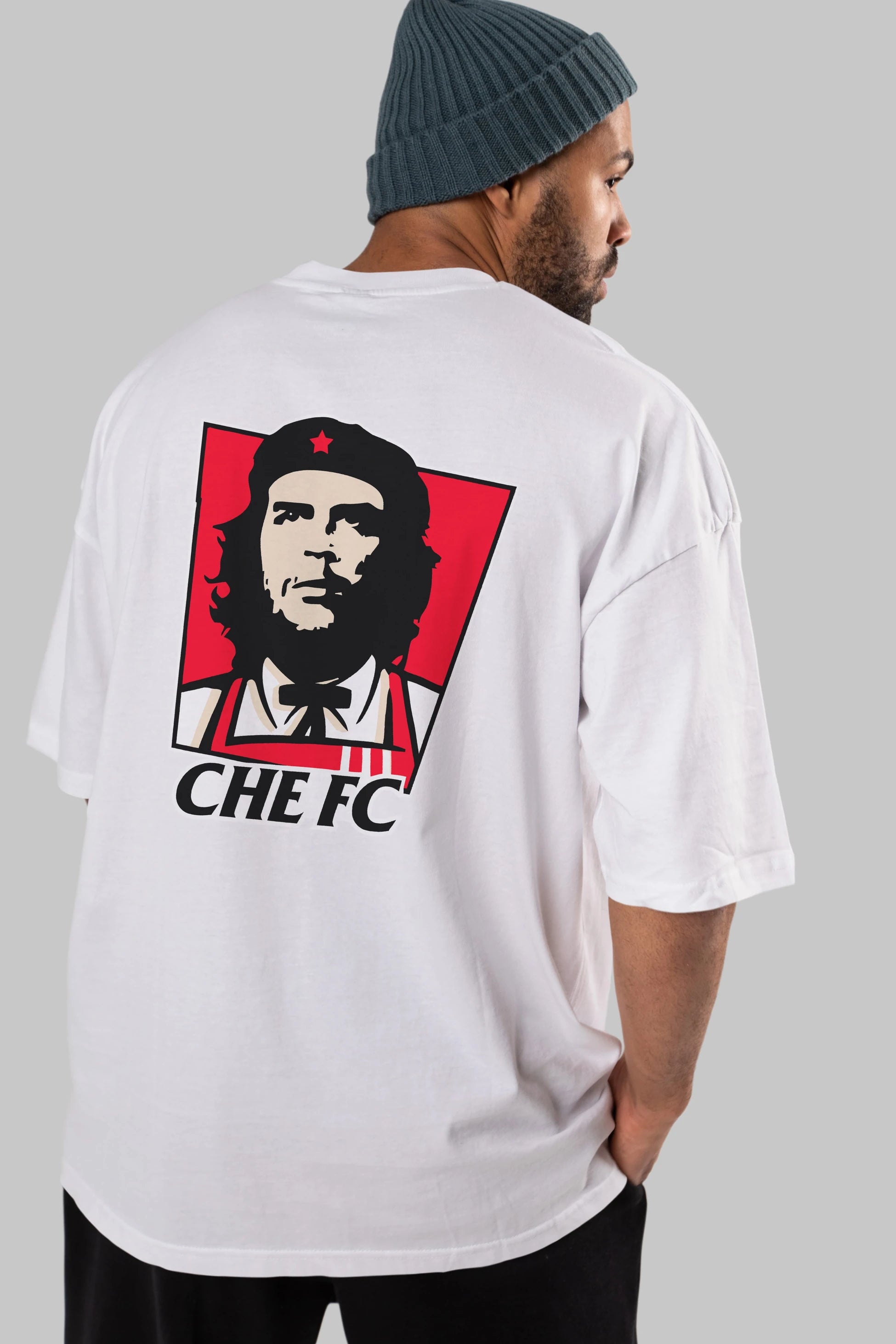 Che FC Arka Baskılı Oversize t-shirt Erkek Kadın Unisex %100 Pamuk Bisiklet Yaka tişort