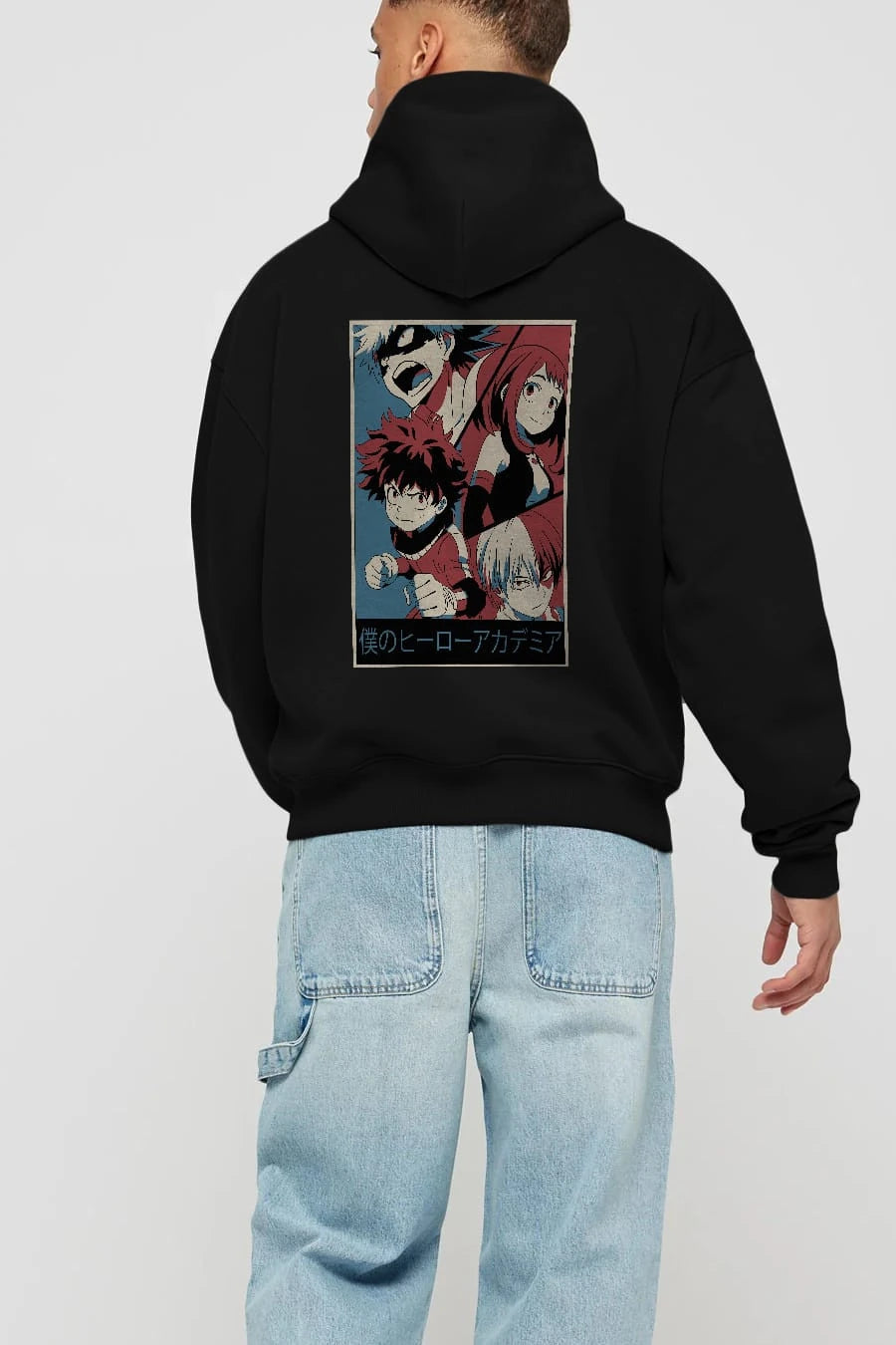 BokuNoHero Anime Arka Baskılı Hoodie Oversize Kapüşonlu Sweatshirt Erkek Kadın Unisex