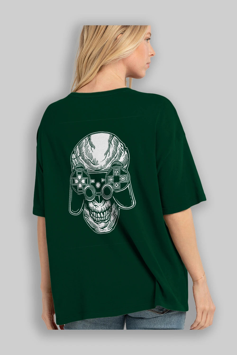 Skull Gamers Arka Baskılı Oversize t-shirt Erkek Kadın Unisex %100 Pamuk