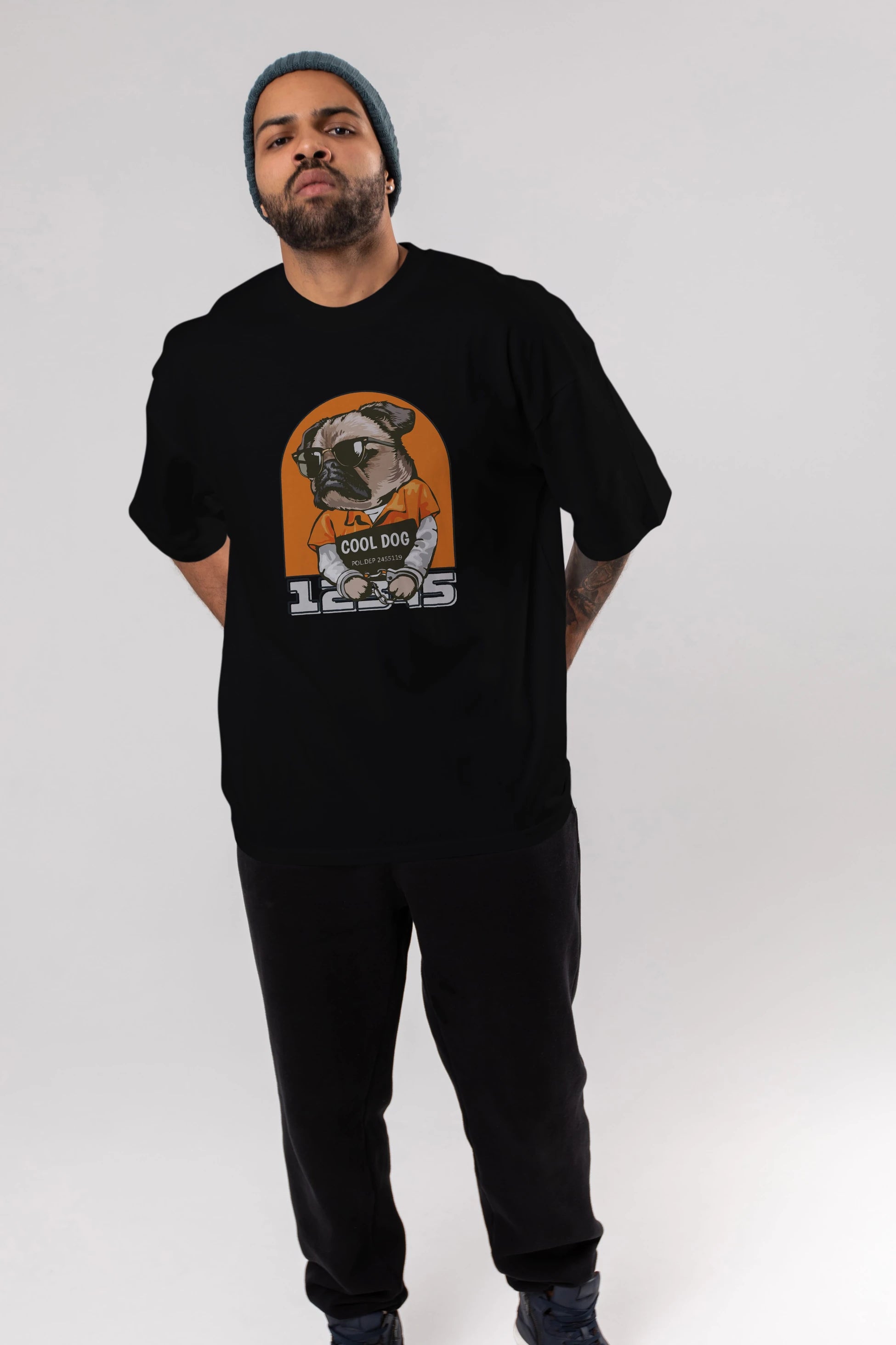 Cool Dog Ön Baskılı Oversize t-shirt Erkek Kadın Unisex