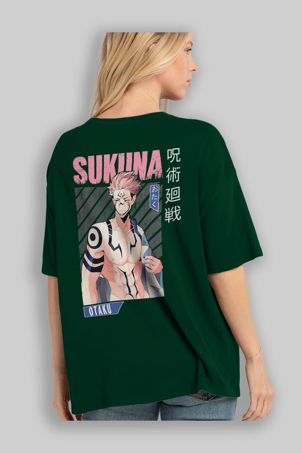 Sukuna Ryoumen 1 Anime Arka Baskılı Oversize t-shirt Erkek Kadın Unisex