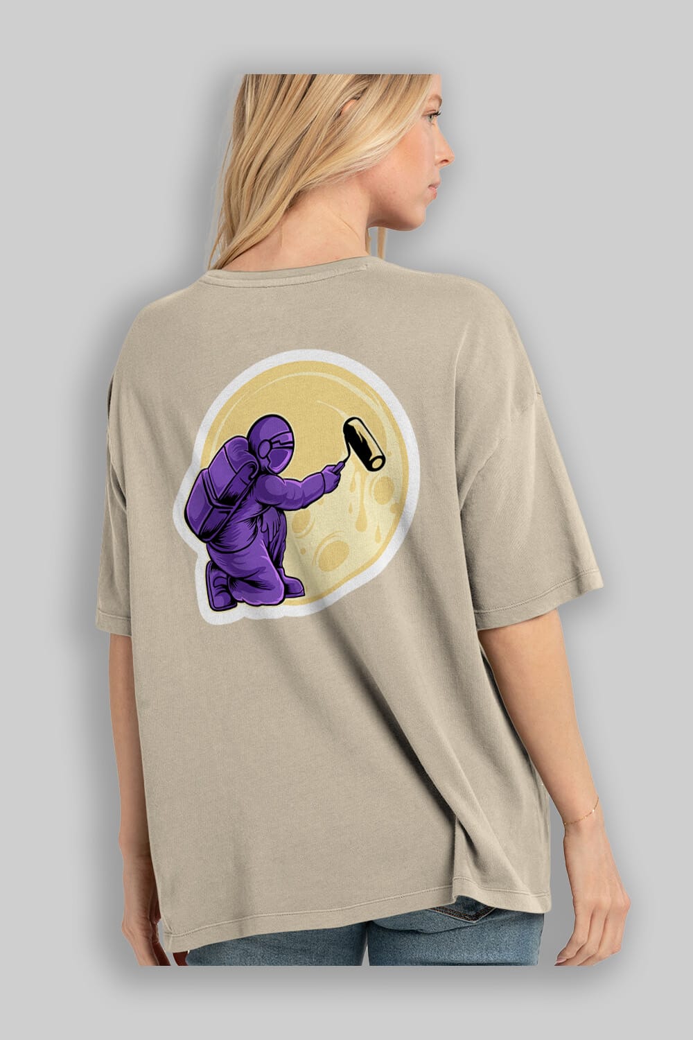 Astropaint Sticker Arka Baskılı Oversize t-shirt Erkek Kadın Unisex