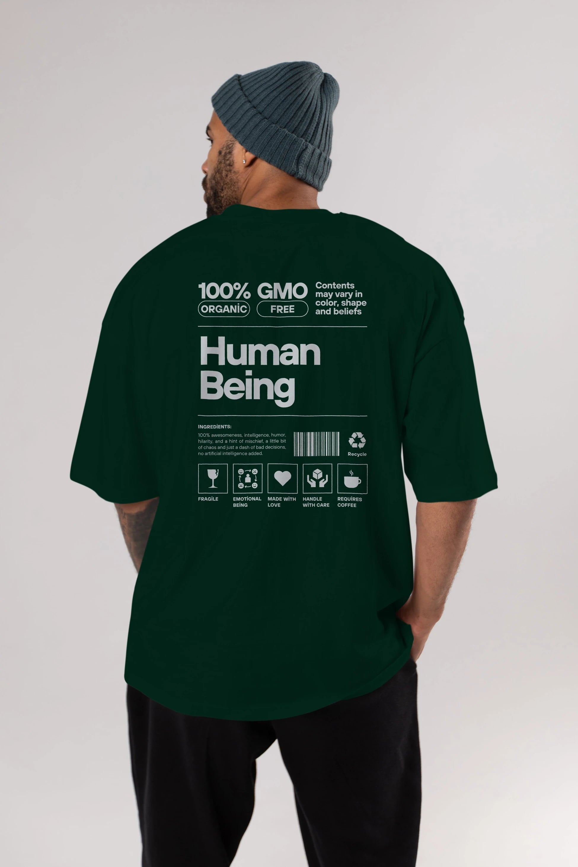 Human Being Arka Baskılı Oversize t-shirt Erkek Kadın Unisex