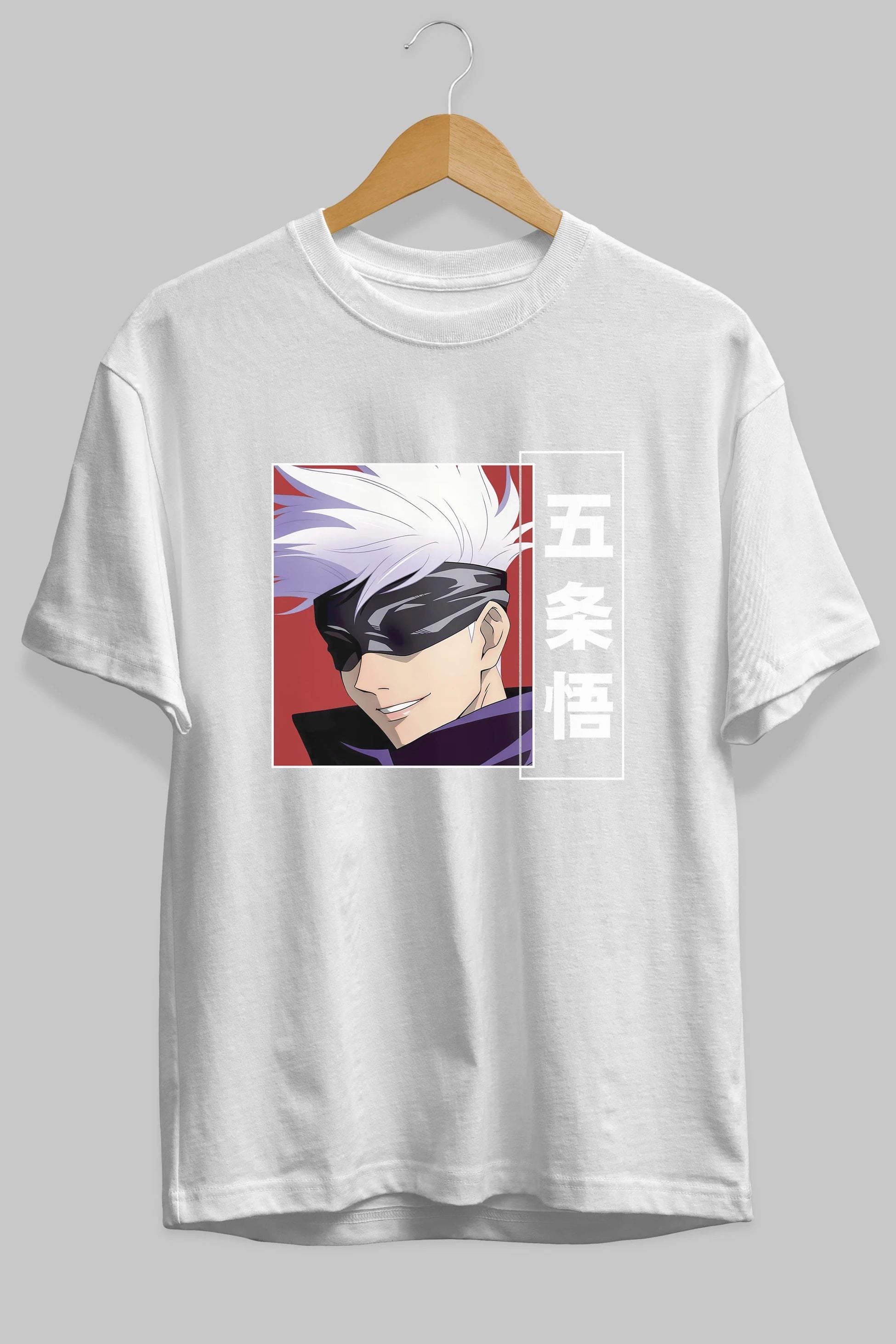 SATORU GOJO Anime Ön Baskılı Oversize t-shirt %100 pamuk Erkek Kadın Unisex