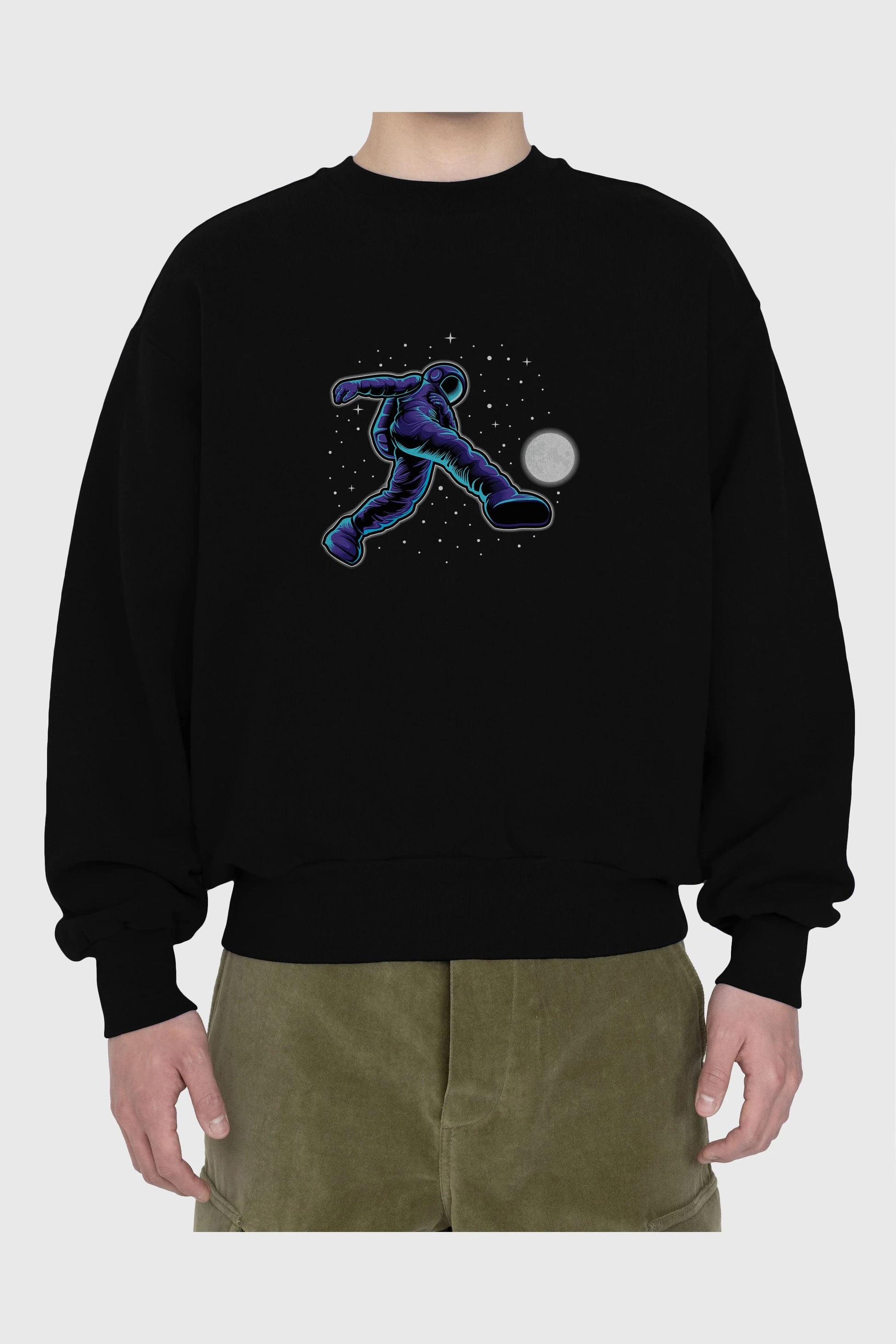 Astroball in Space Ön Baskılı Oversize Sweatshirt Erkek Kadın Unisex