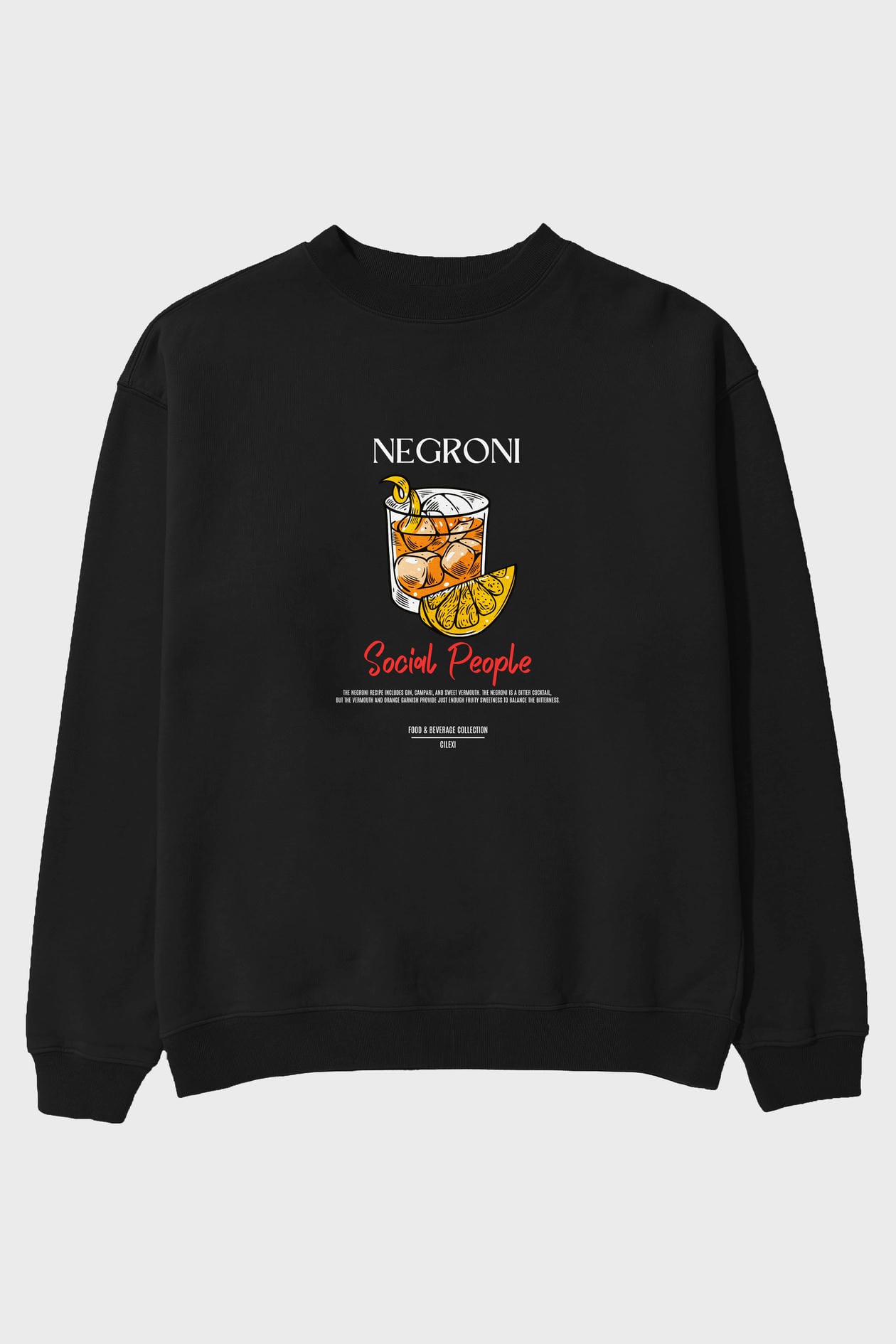 Negroni ön Baskılı Oversize Sweatshirt Erkek Kadın Unisex