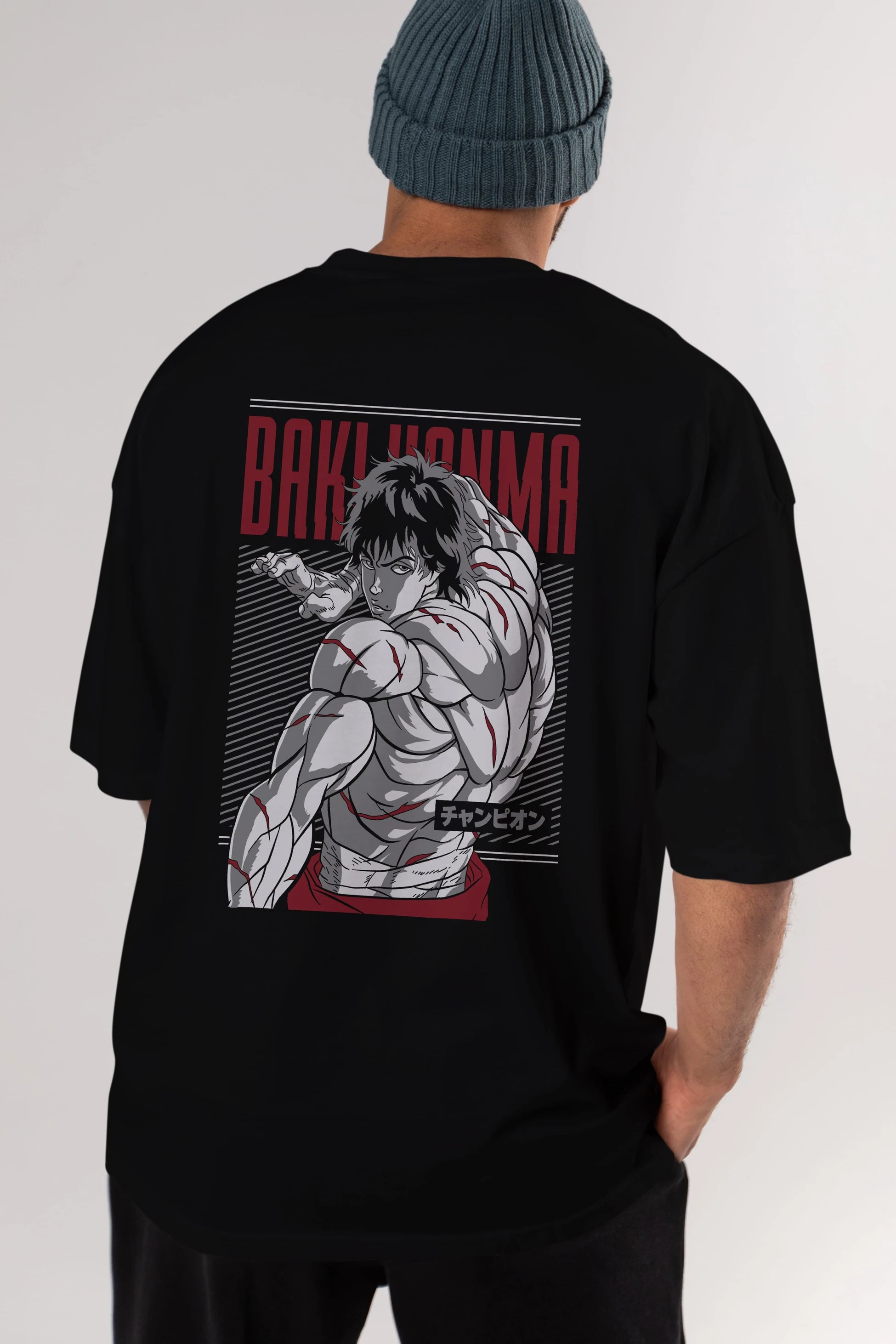 BAKI HANMA Anime Arka Baskılı Oversize t-shirt Erkek Kadın Unisex