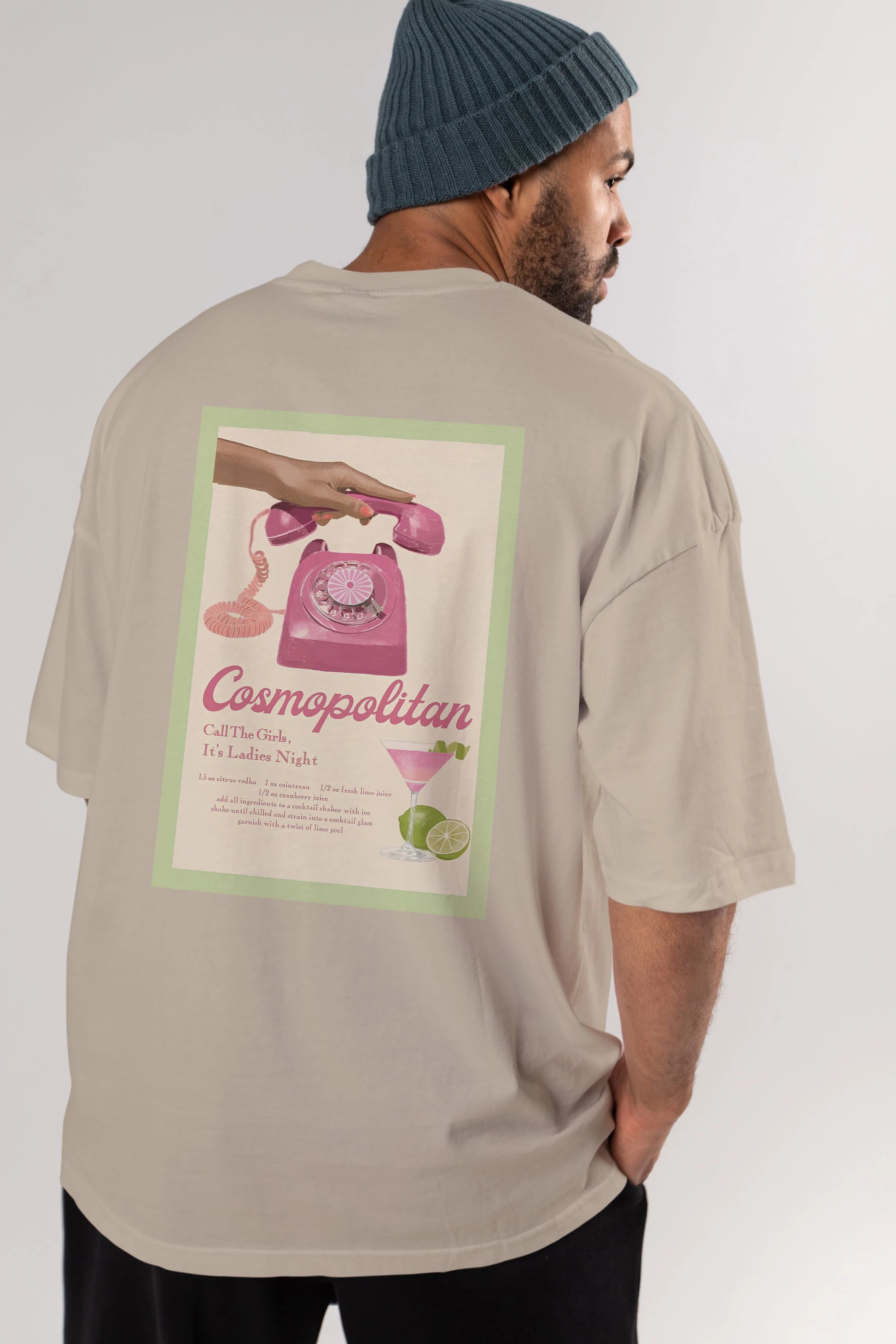 Cosmopolitan 5 Arka Baskılı Oversize t-shirt Erkek Kadın Unisex %100 Pamuk Bisiklet Yaka tişort