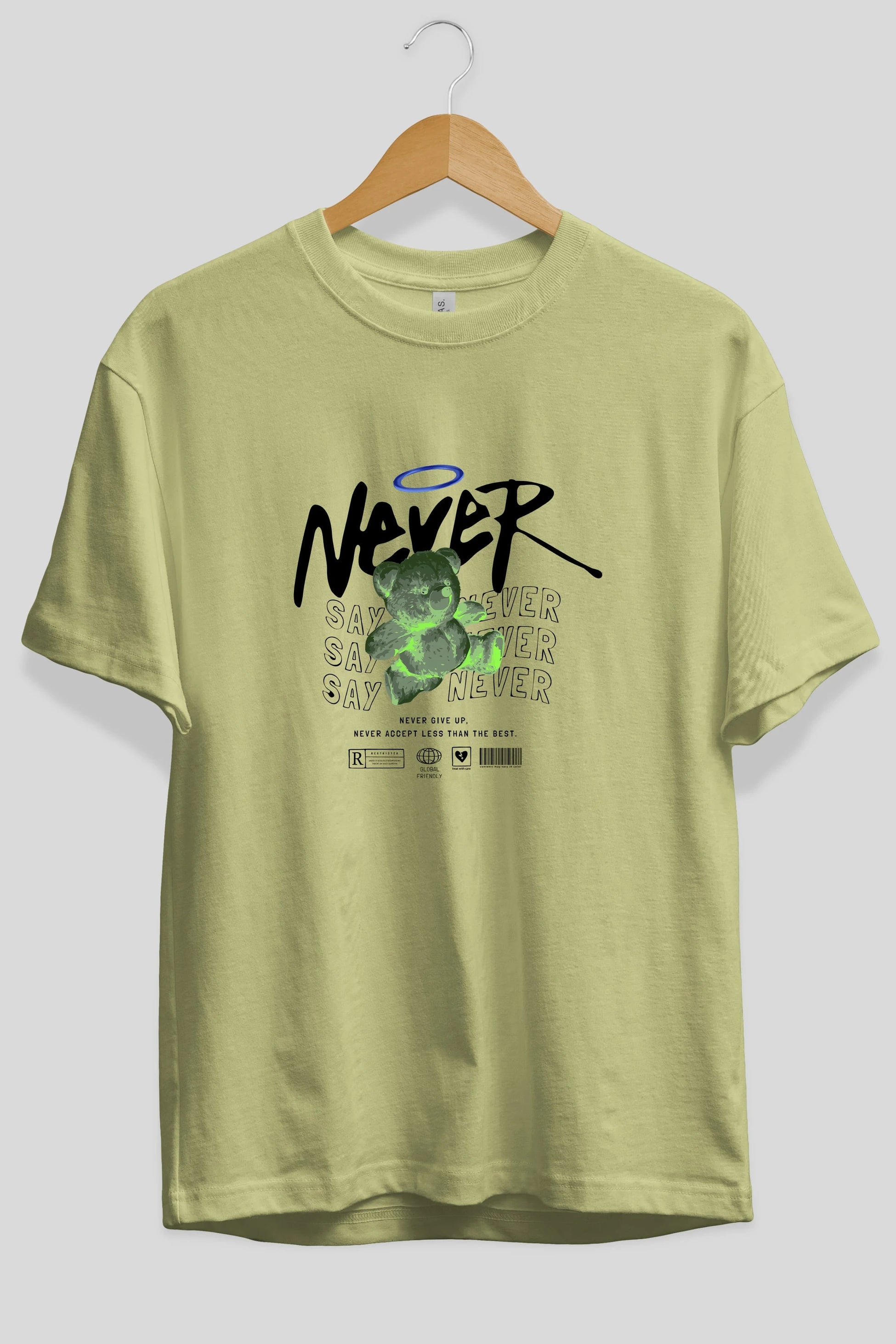Teddy Bear Never Ön Baskılı Oversize t-shirt Erkek Kadın Unisex