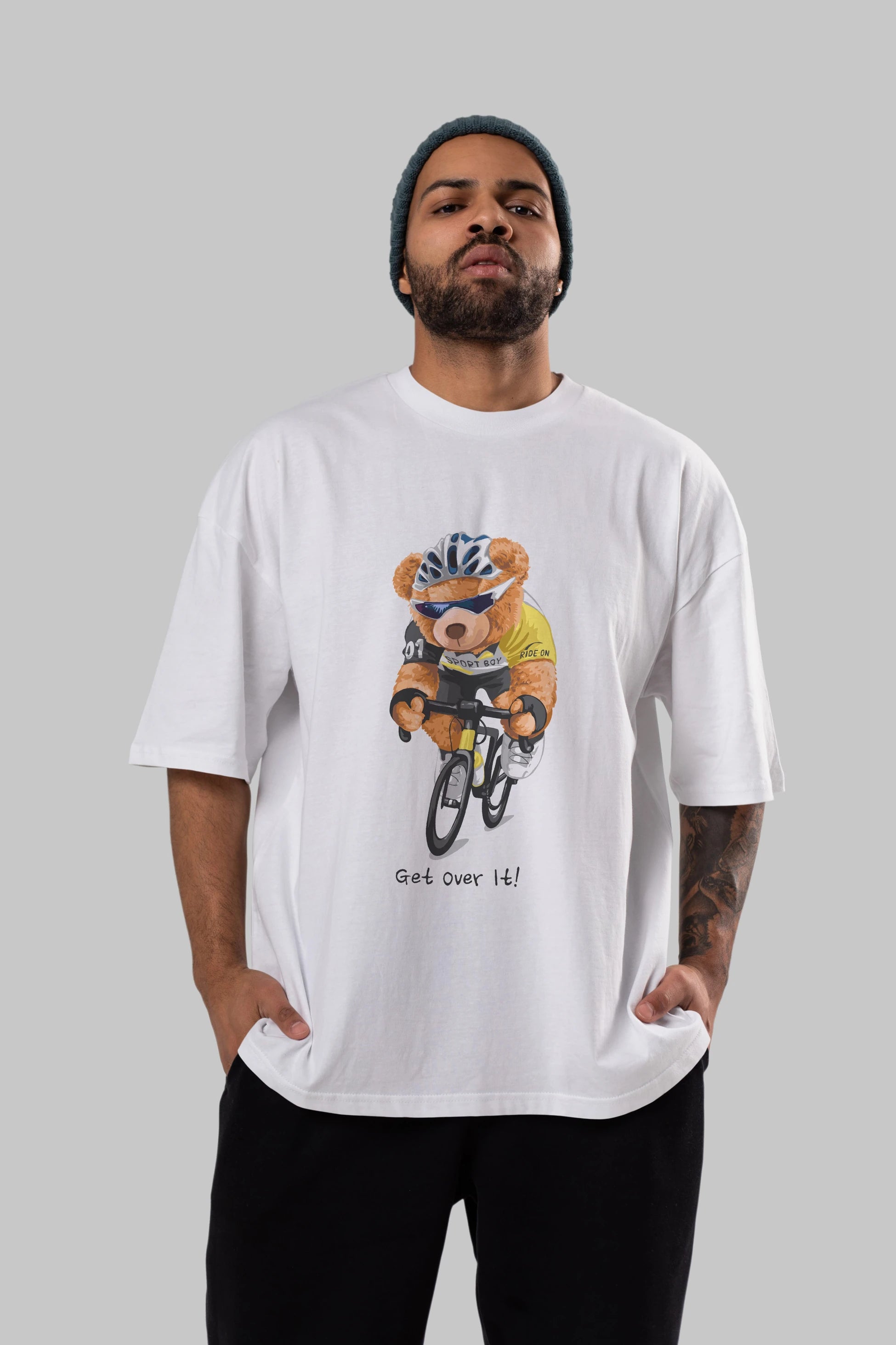 Teddy Bear Sport Boy Ön Baskılı Oversize t-shirt Erkek Kadın Unisex %100 Pamuk