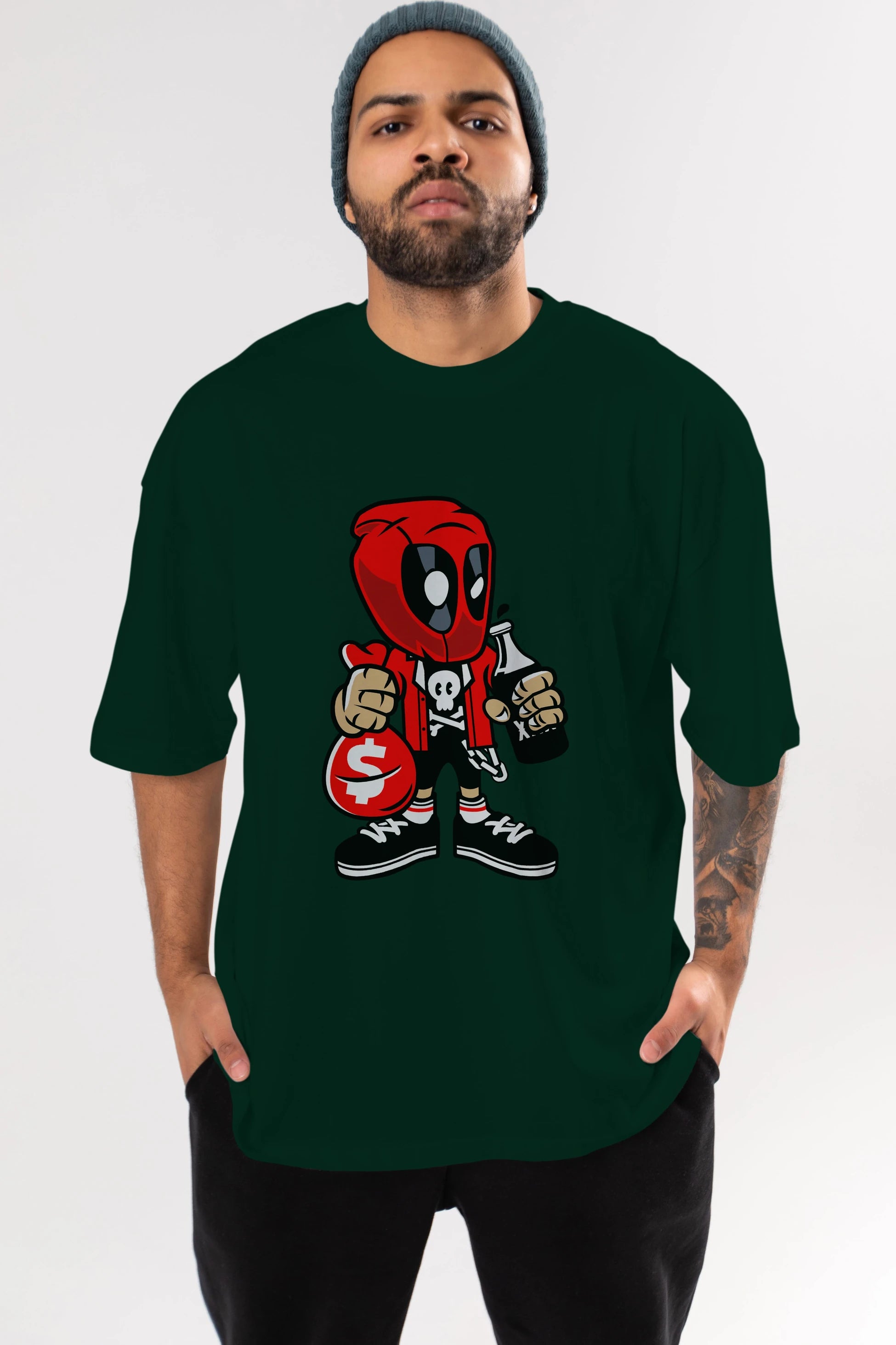 Deadpool (20) Ön Baskılı Oversize t-shirt Erkek Kadın Unisex %100 Pamuk Bisiklet Yaka tişort