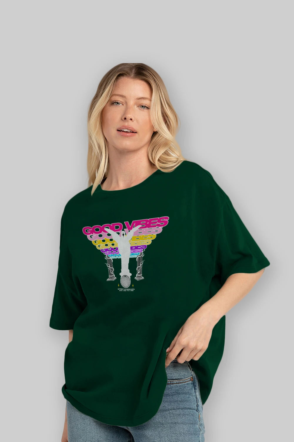 Good Vibes Ön Baskılı Oversize t-shirt Erkek Kadın Unisex