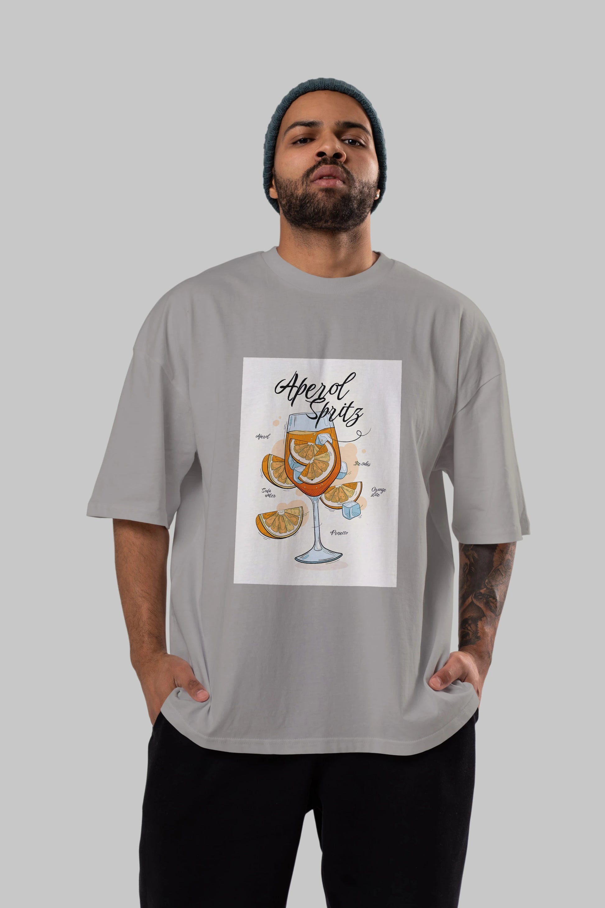 Aperol Spritz 6 Ön Baskılı Oversize t-shirt Erkek Kadın Unisex %100 Pamuk Bisiklet Yaka tişort