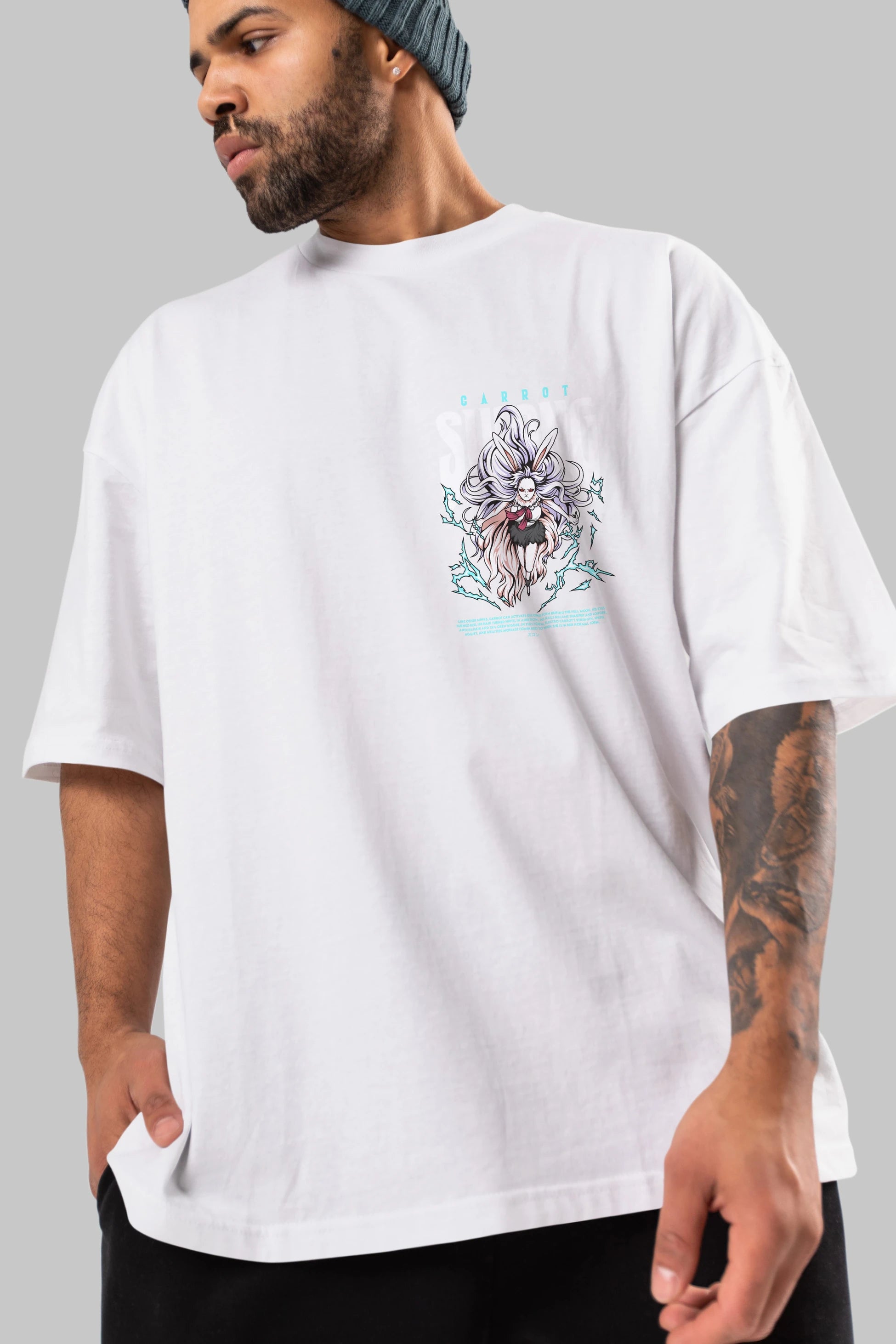 Carrot Sulong Ön Sol Baskılı Oversize t-shirt Erkek Kadın Unisex %100 Pamuk Bisiklet Yaka tişort