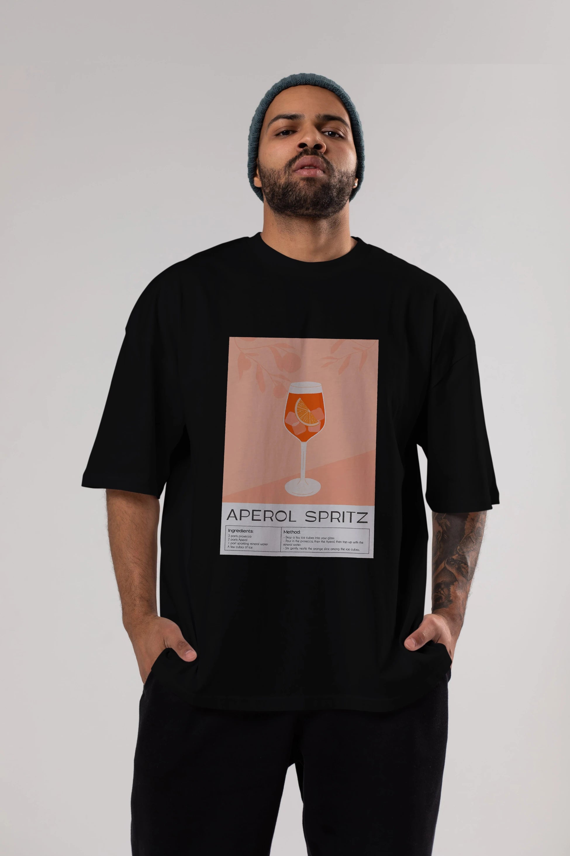 Aperol Spritz 7 Ön Baskılı Oversize t-shirt Erkek Kadın Unisex %100 Pamuk Bisiklet Yaka tişort