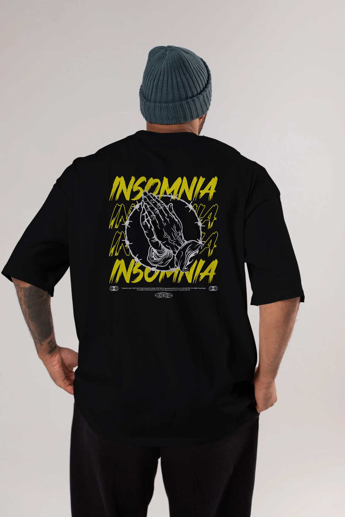 Insomnia Streetwear Arka Baskılı Oversize t-shirt Erkek Kadın Unisex