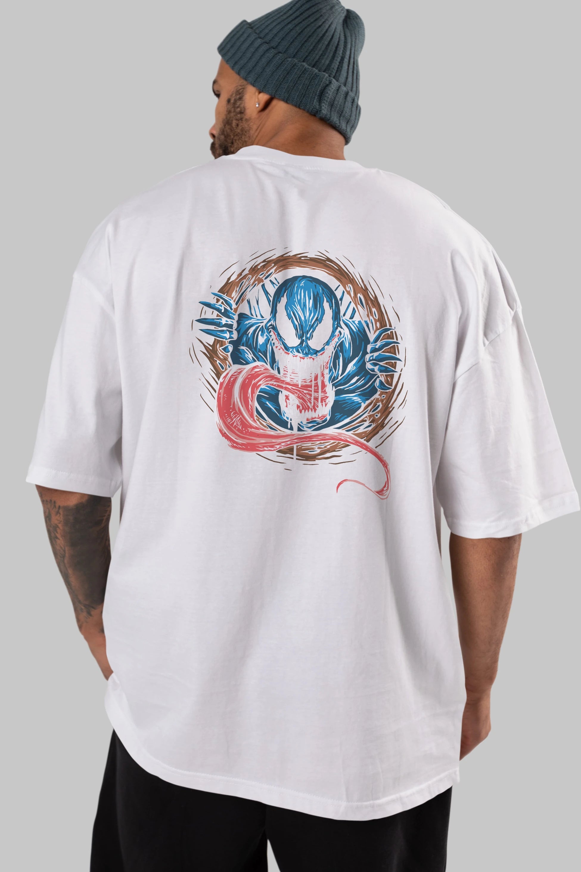 Venom (7) Arka Baskılı Oversize t-shirt Erkek Kadın Unisex %100 Pamuk Bisiklet Yaka tişort