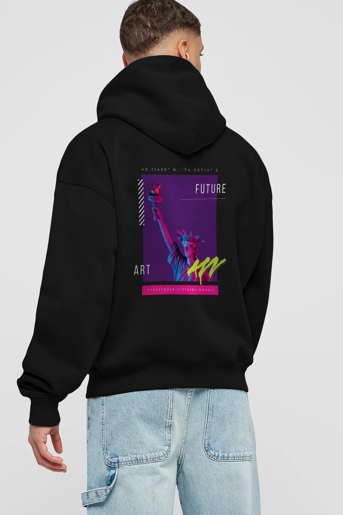 Future Streetwear Arka Baskılı Oversize Hoodie Kapüşonlu Sweatshirt Erkek Kadın Unisex