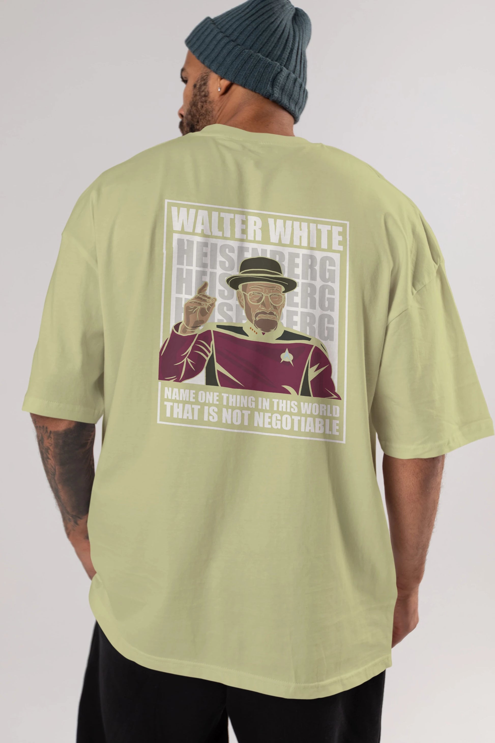 Captain Pixard Heisenberg Arka Baskılı Oversize t-shirt Erkek Kadın Unisex %100 Pamuk tişort